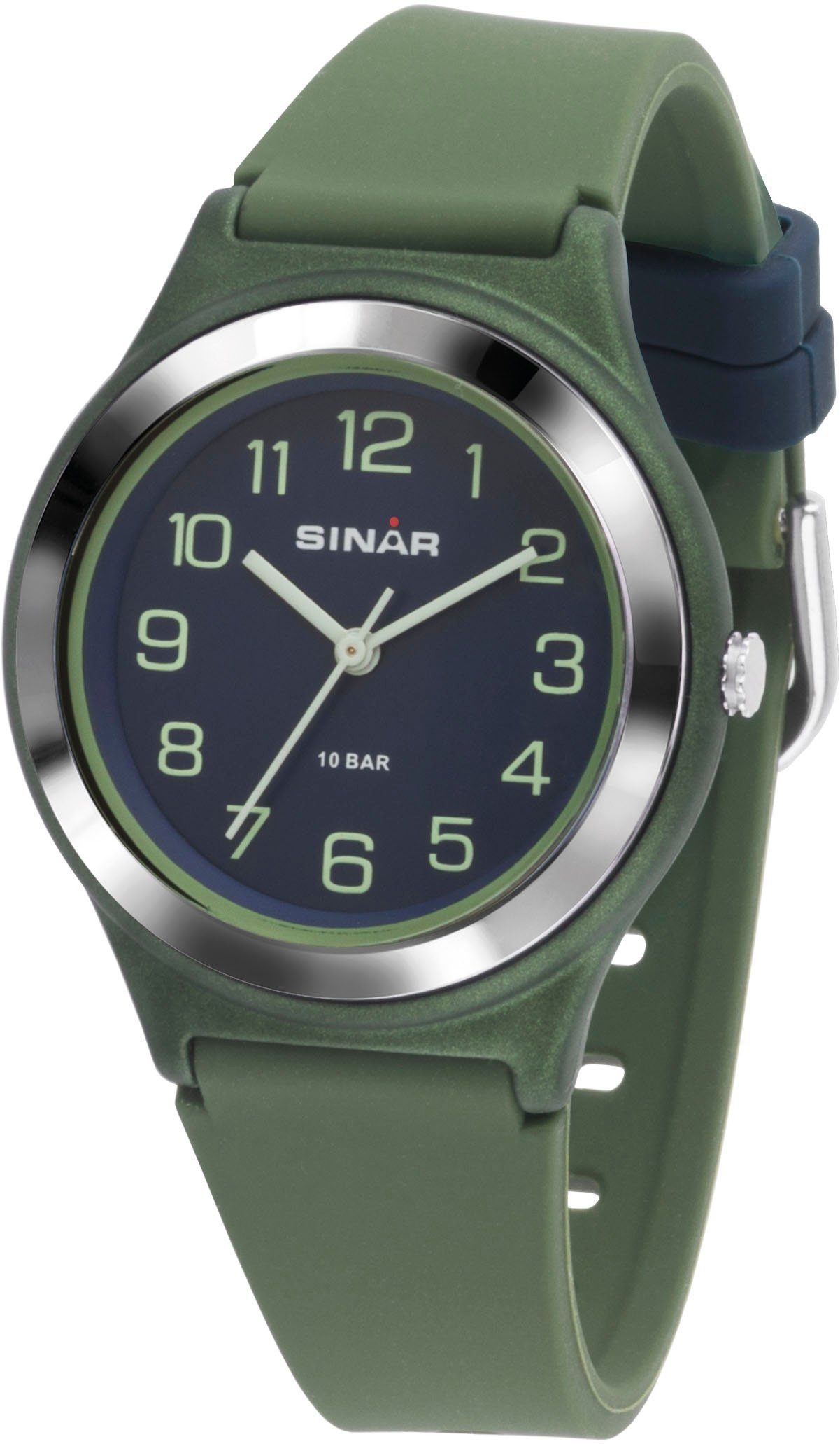 SINAR Quarzuhr XB-48-3, Armbanduhr, Damenuhr,Jugendliche, Silikonarmband, bis 10 bar wasserd.