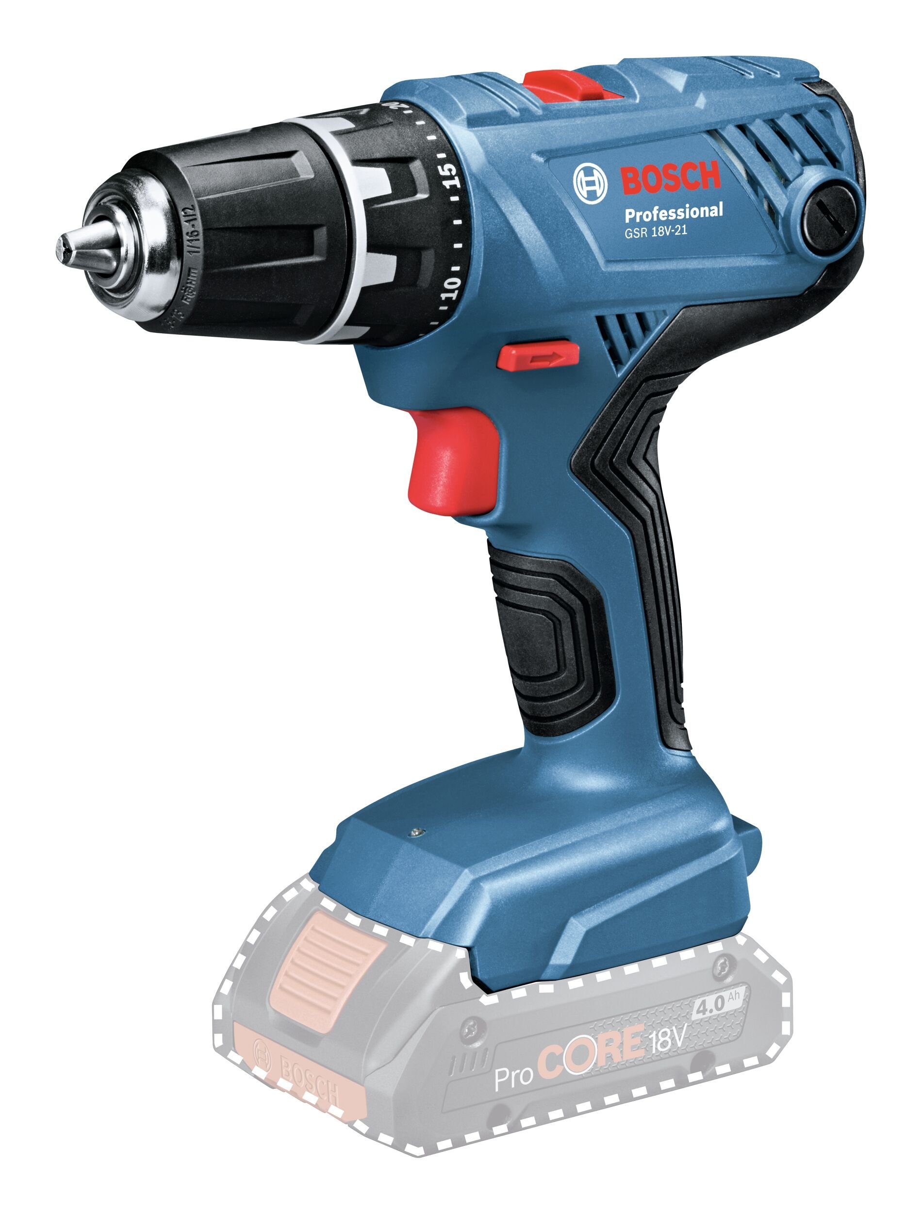 Bosch Professional Akku-Bohrschrauber GSR 18V-21, 18 V, Ohne Akku - im Karton