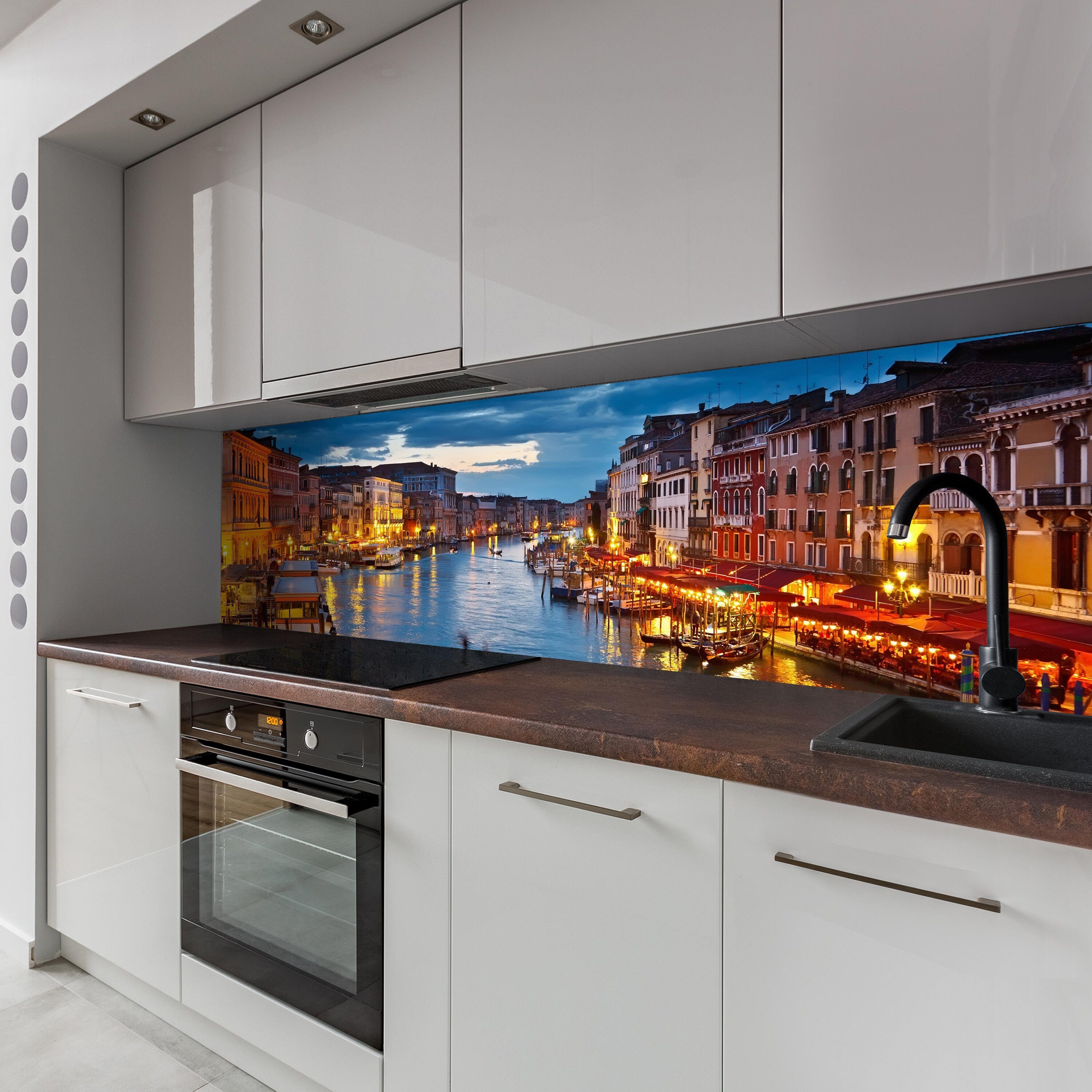 in versch. (1-tlg), Grande Venedig, Nischenrückwand Premium Hartschaum Größen Küchenrückwand Canale wandmotiv24