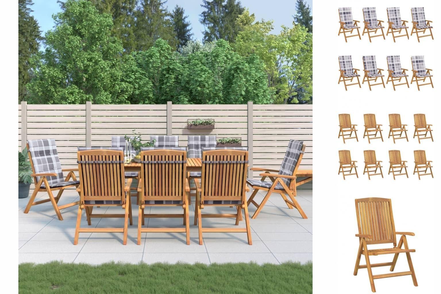 Besonderes Design vidaXL Gartenstuhl Gartenstühle Stk Teak mit Massivholz Holzstuhle Hochlehner 8 Auflagen