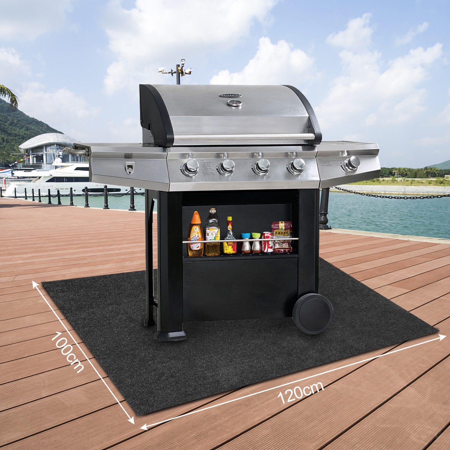 Clanmacy Outdoorteppich BBQ Matte Grillteppich Grillmatte günstig online kaufen