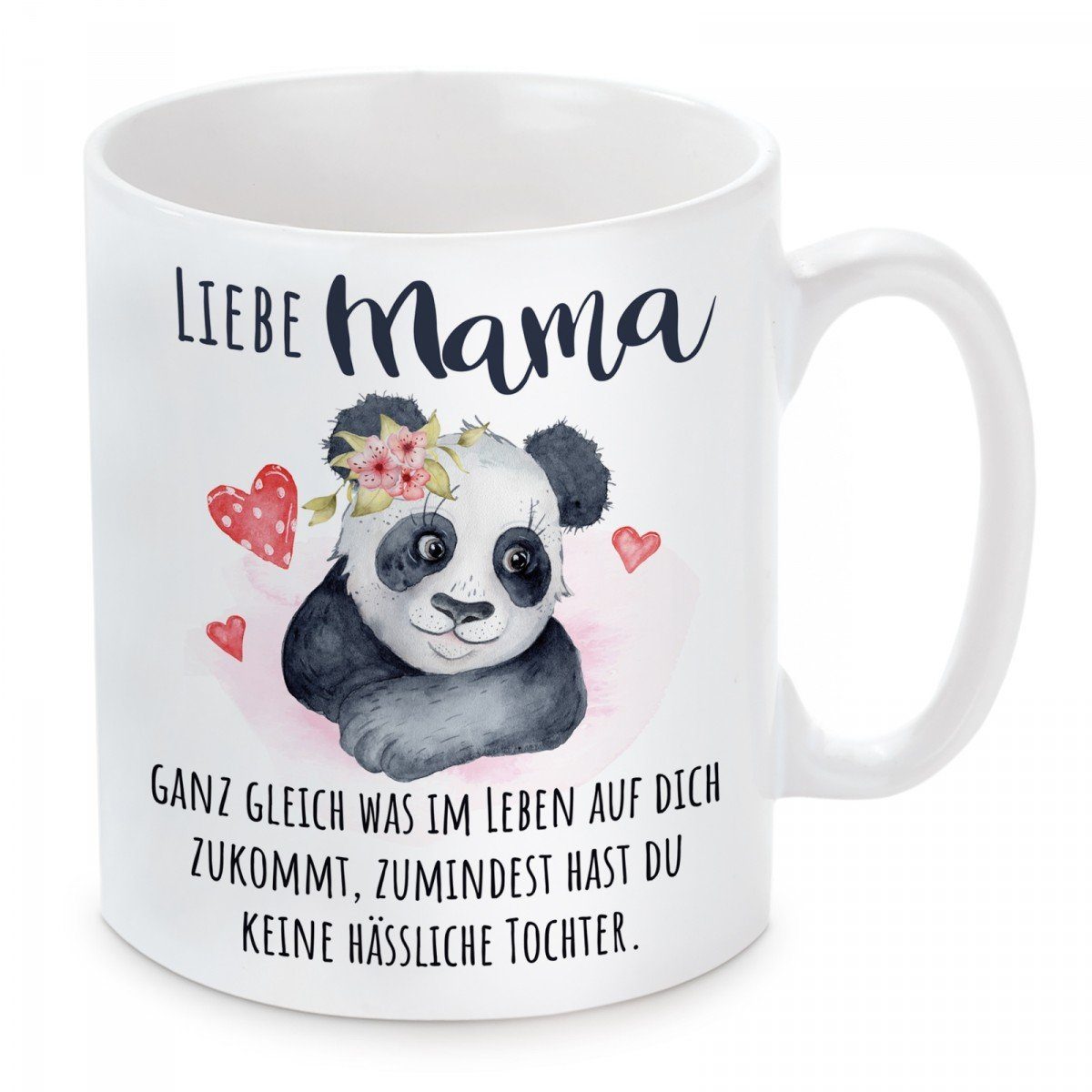 Herzbotschaft Tasse Kaffeebecher mit Motiv Liebe Mama, ganz gleich was Tochter, Keramik, Kaffeetasse spülmaschinenfest und mikrowellengeeignet