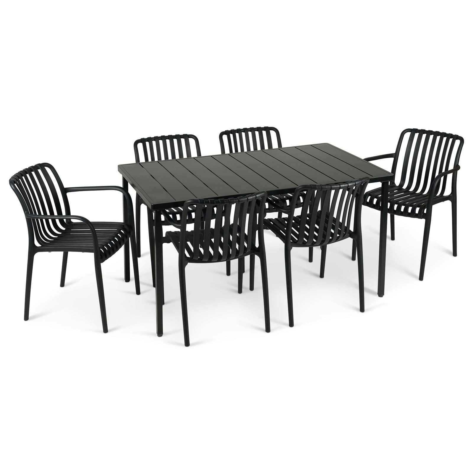 IDIMEX Garten-Essgruppe TULIPANO, moderne 6er Garten-Essgruppe wetterfest aus Alu & Kunststoff schwarz