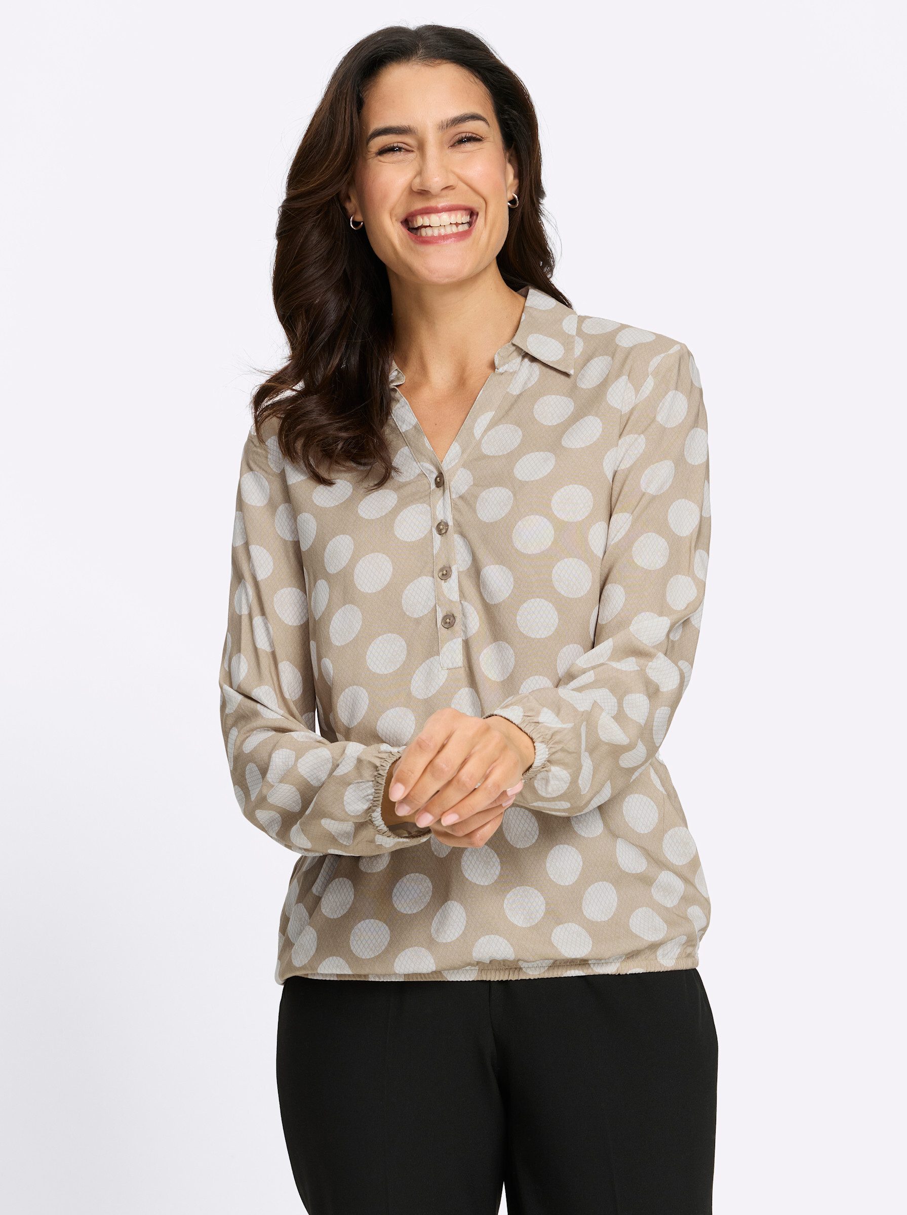 Klassische Bluse Druck-Bluse Langarm