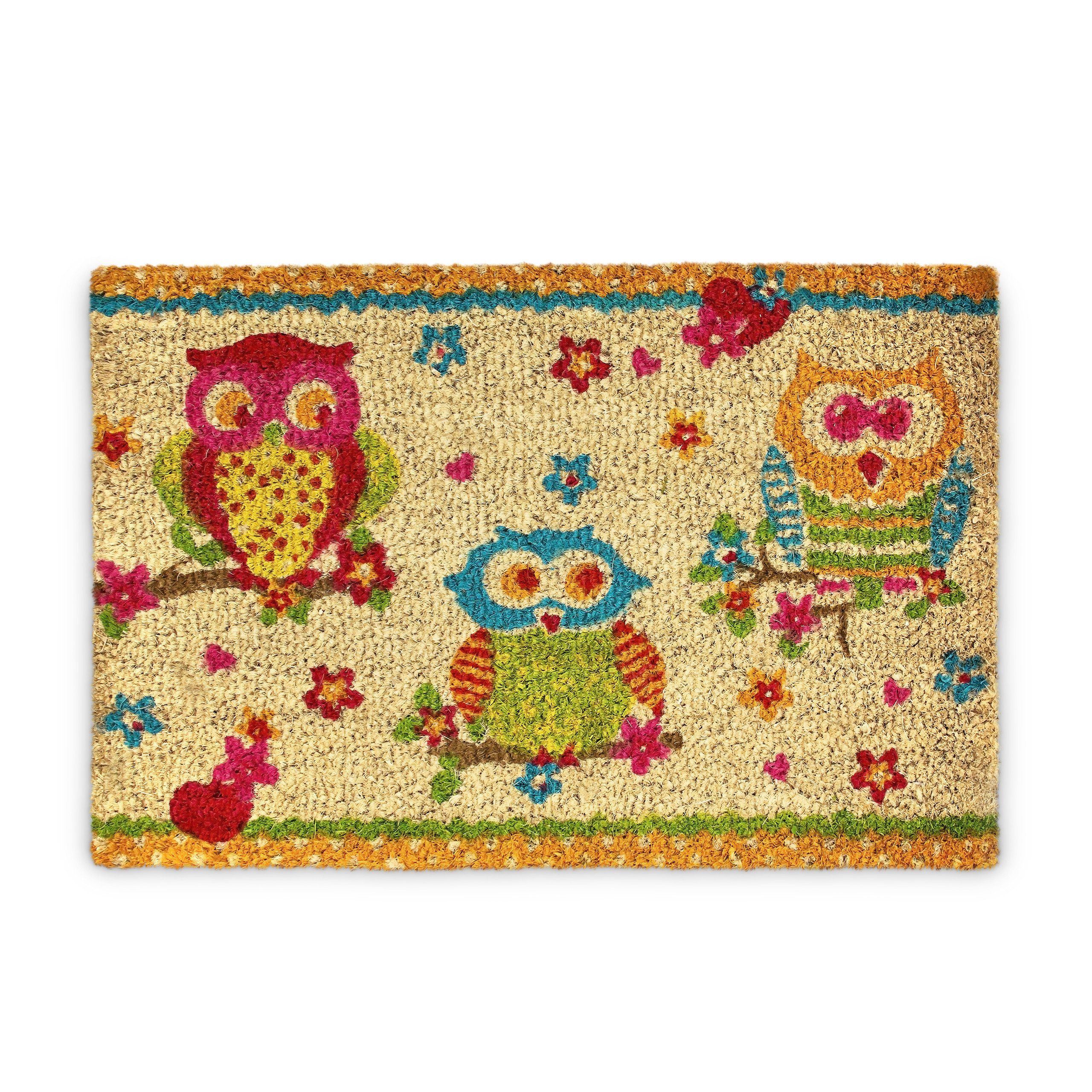 relaxdays Fußmatte 3 Eulen Kokos bunt günstig online kaufen