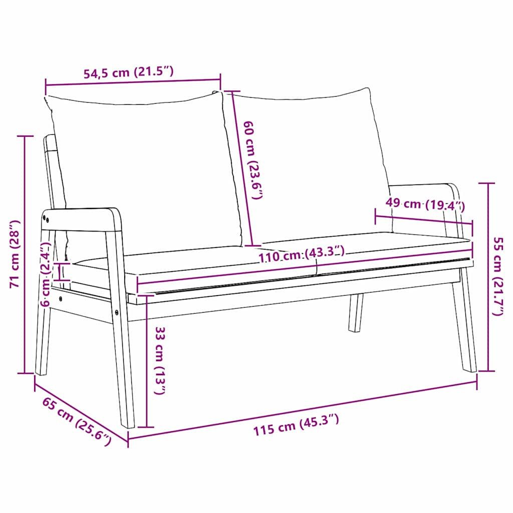 vidaXL Sofaelement Gartenbank Öl-Natur 115 x 65 x 71 cm Massivholz (1 St)