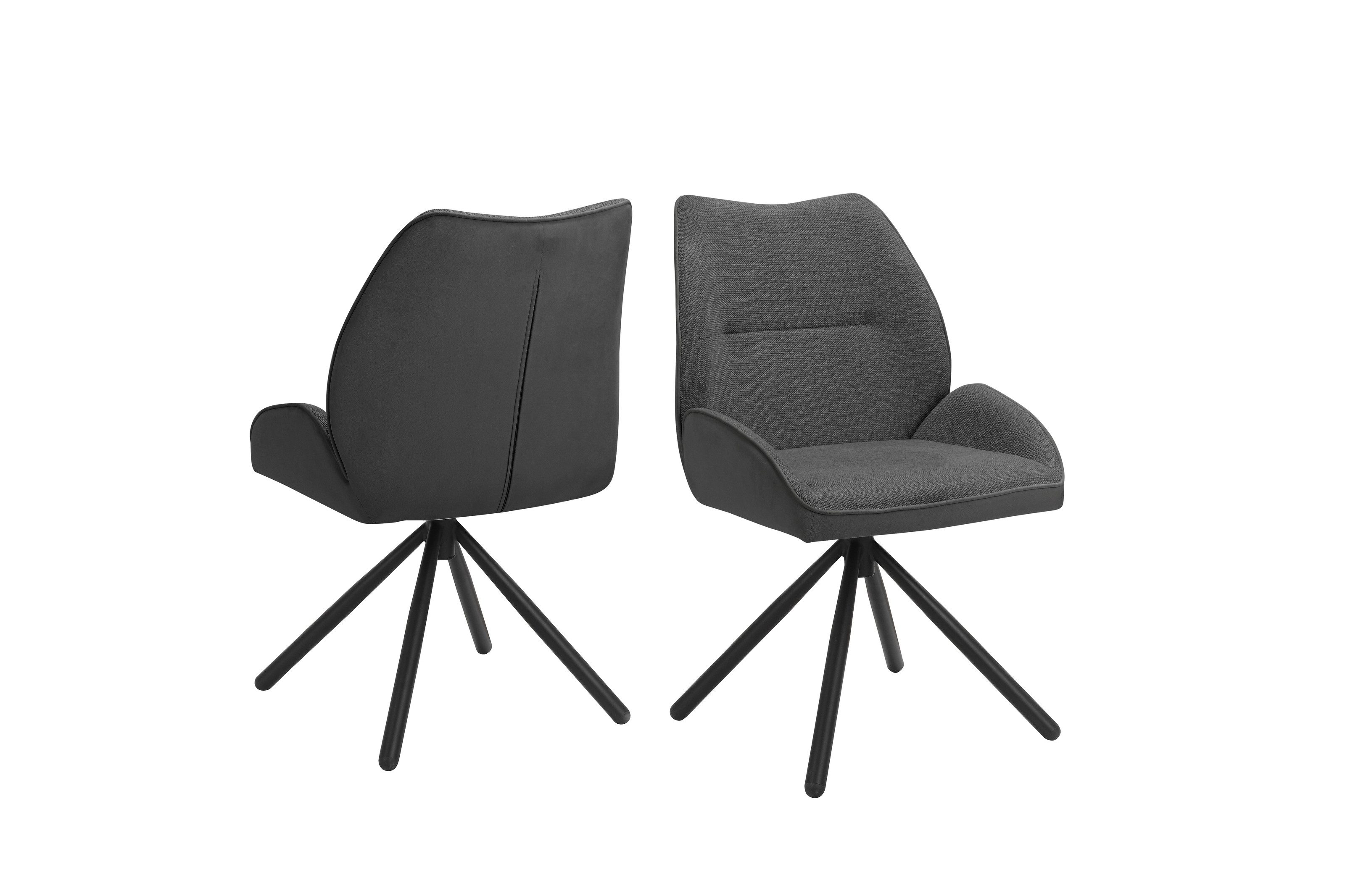 freiraum Esszimmerstuhl Toulouse, (2er-Set) in Grau, Samt-Stoff - 55x87x60cm (BxHxT)