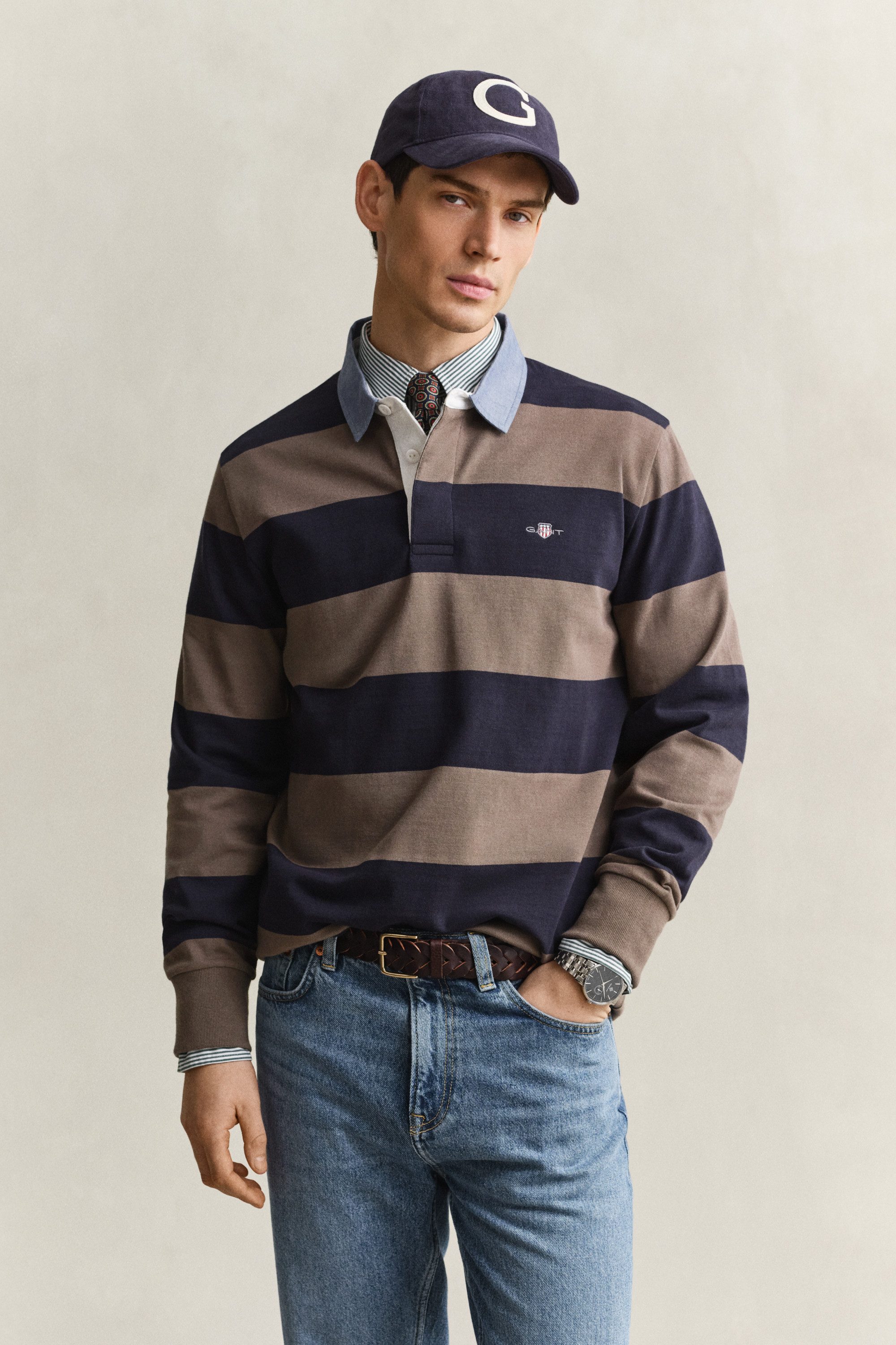 Gant Langarm-Poloshirt REG CHAMBRAY STRIPE HEAVY RUGGER
