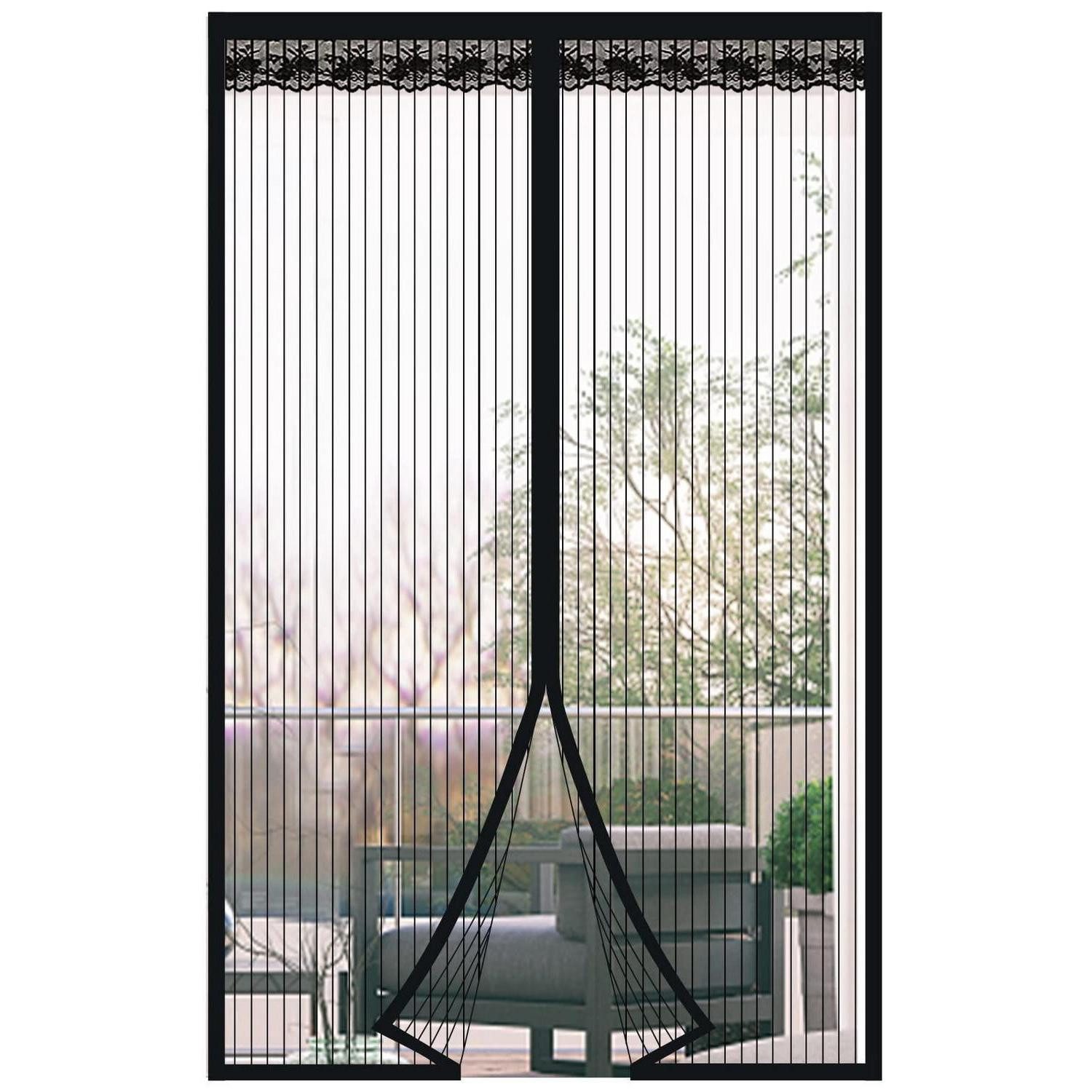 LuxusKollektion Insektenschutz-Vorhang Fliegengitter Magnet Tür 110x200cm Moskitonetz Schwarz 110x200cm