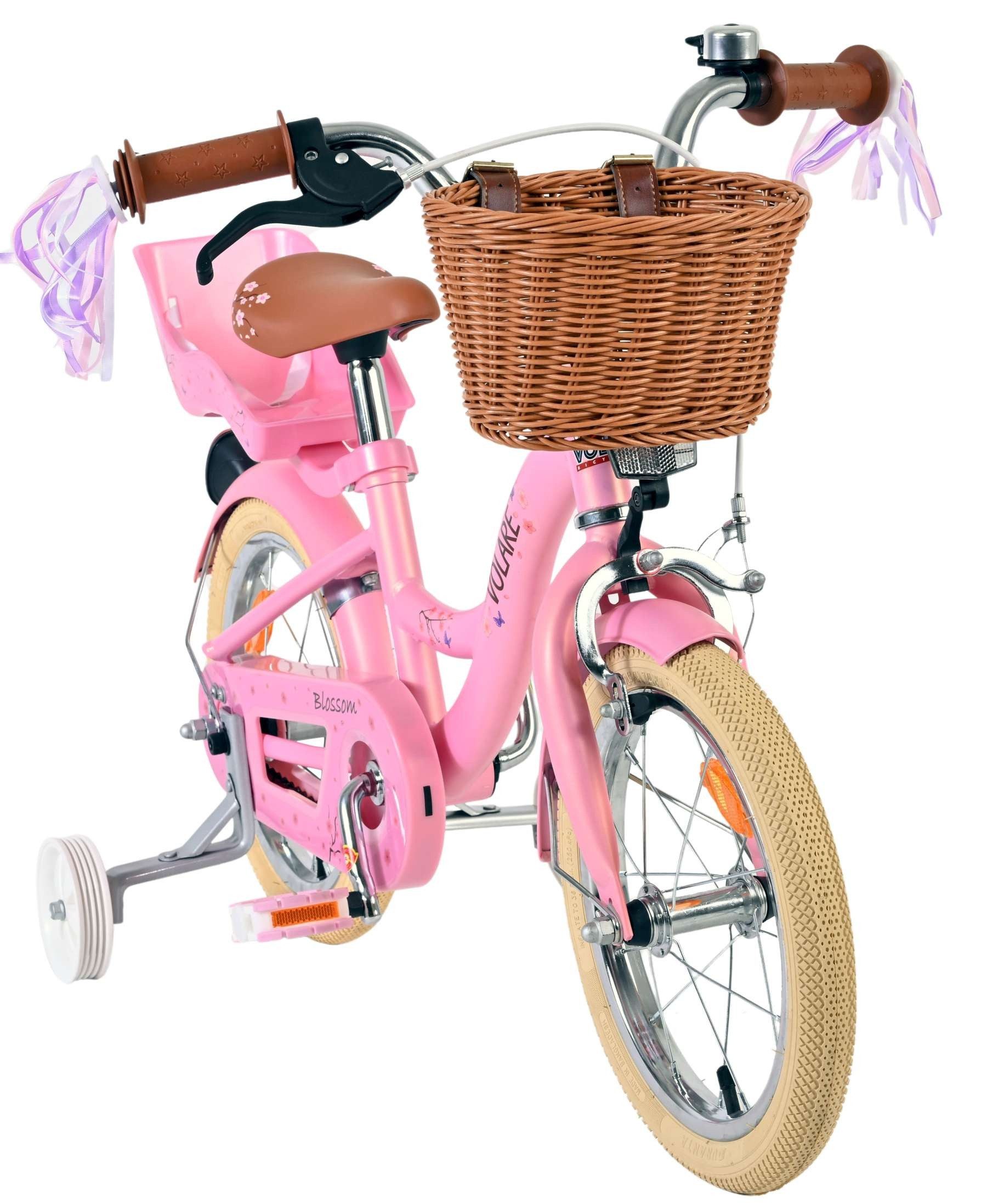 Volare Kinderfahrrad Blossom Mädchen 14 Zoll Rosa – mit Puppensitz & Stützrädern, 5–5 Jahre – Bild 5 von 5