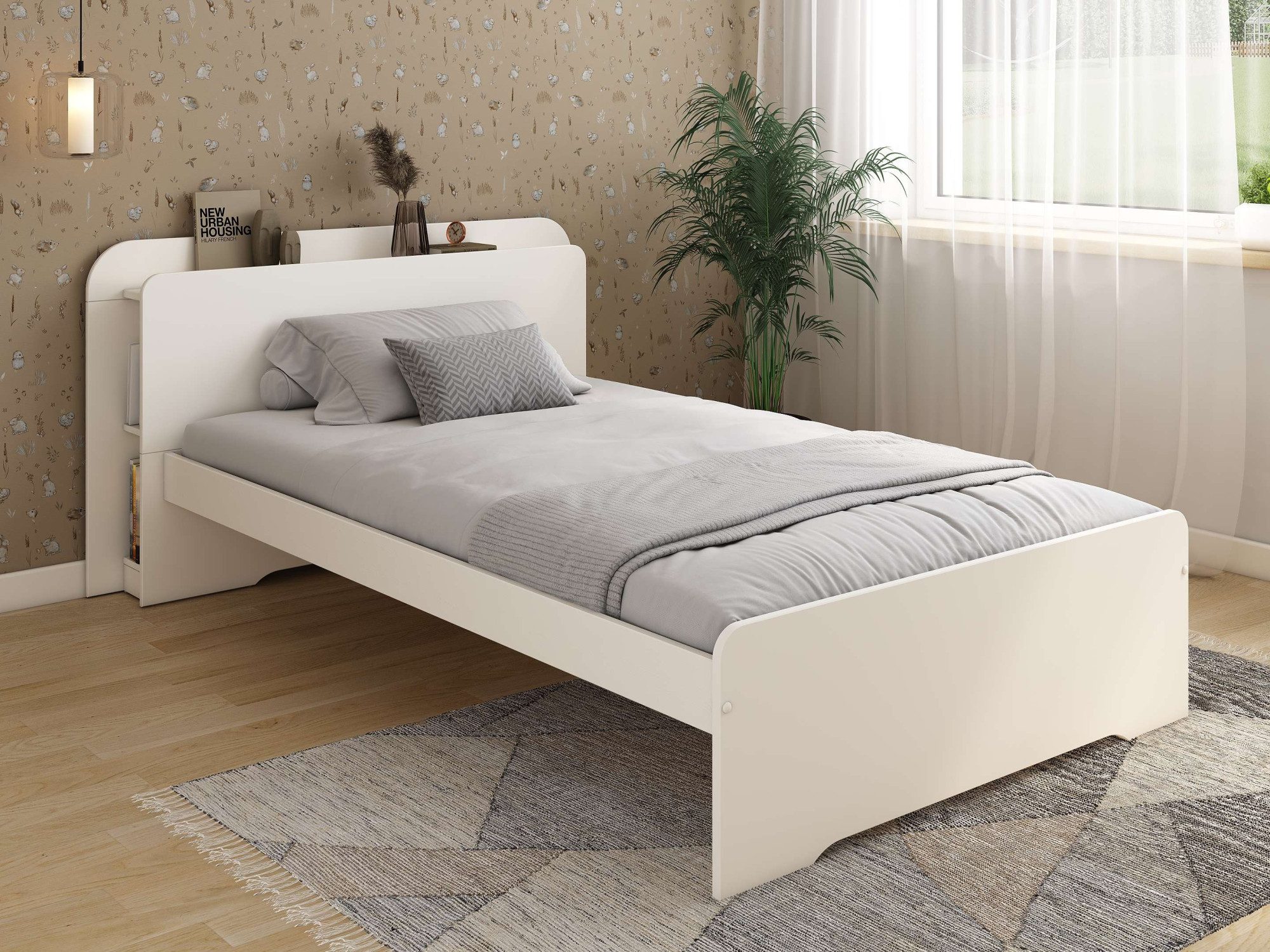 OTTO home Bett Ismund, Stauraum im Kofteil, Stauraumbett, inklusive Lattenrost, teilmassiv, Bettkasten optional