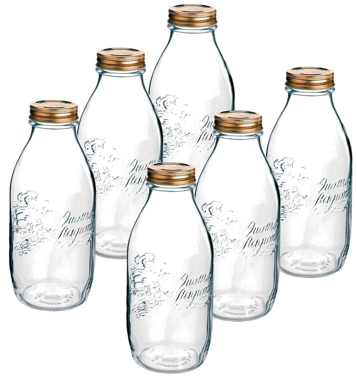Emilja Stagionie Vorratsglas - Flaschen Glas Quattro 6Stück 1L