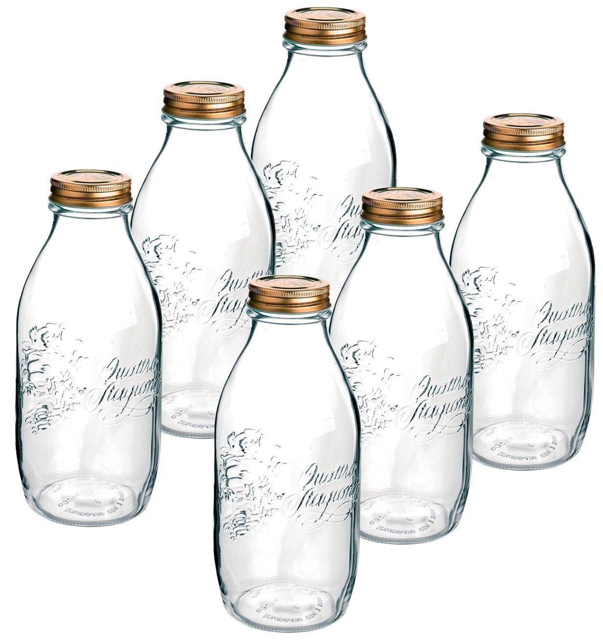 Vorratsglas Glas Flaschen Quattro Stagionie 1L - 6Stück