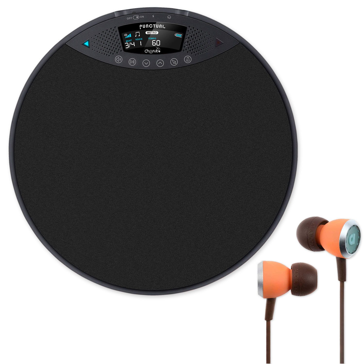 Cherub Schlagzeug Cherub Übungspad DP-970 elektronsiches Drum-Pad mit in Ear-Kopfhörer,Vorteils-Set mit in Ear-Kopfhörer, 1-St., Aufwärmen vor Auftritten, Vorteils-Set mit in Ear-Kopfhörer