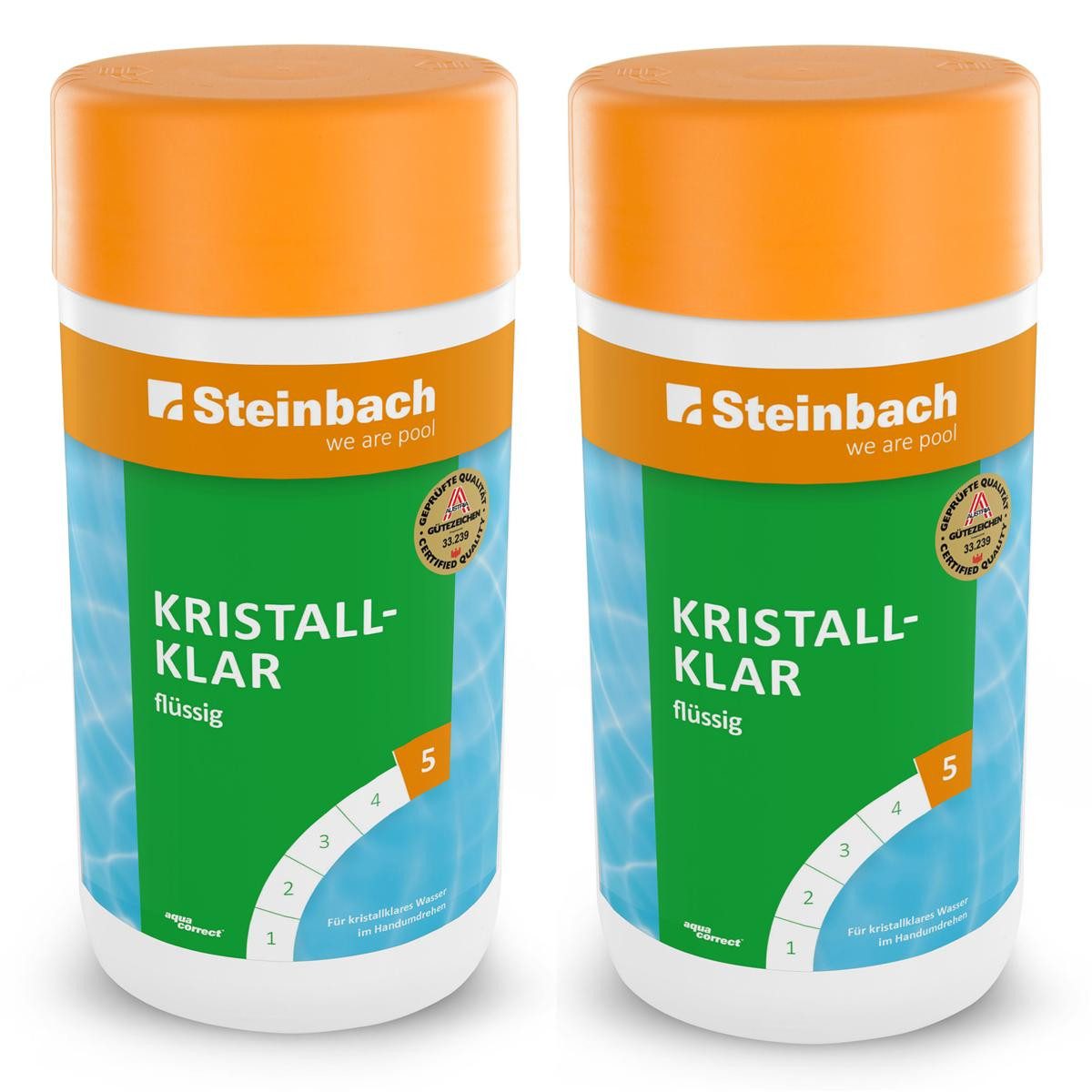 Poolpflege Set: Steinbach Kristallklar flüssig 2x 1 L