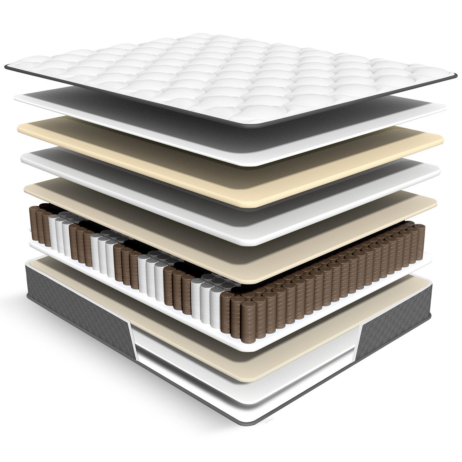 Taschenfederkernmatratze Matratze, 7-Zonen Federkernmatratze Matratzen, Hiazurm, 25 cm hoch, (mit Spannbettlaken,EU-Qualitätszertifizierung, Atmungsaktiv, Orthopädisch), Matratze 90x200 cm oder 120x200 cm, für Kinder und Erwachsen