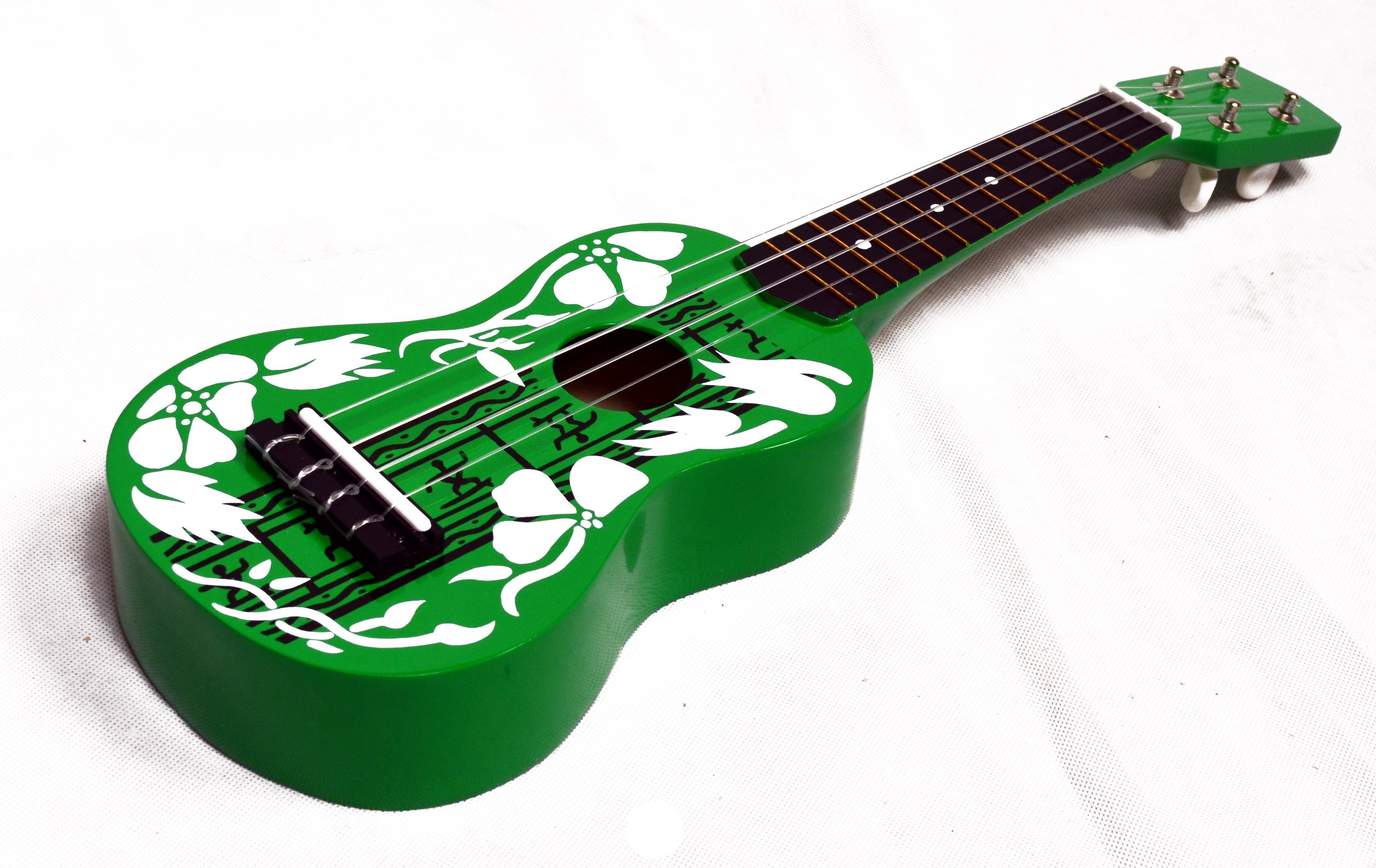 MSA Ukulele Sopranukulele Hawaii Motiv Blumenmuster Nylonsaiten bunt