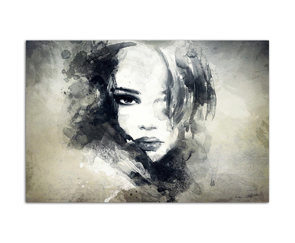 Gesicht 120x80cm Handmalerei Art Leinwandbild abstrakt Frau Mädchen Sinus