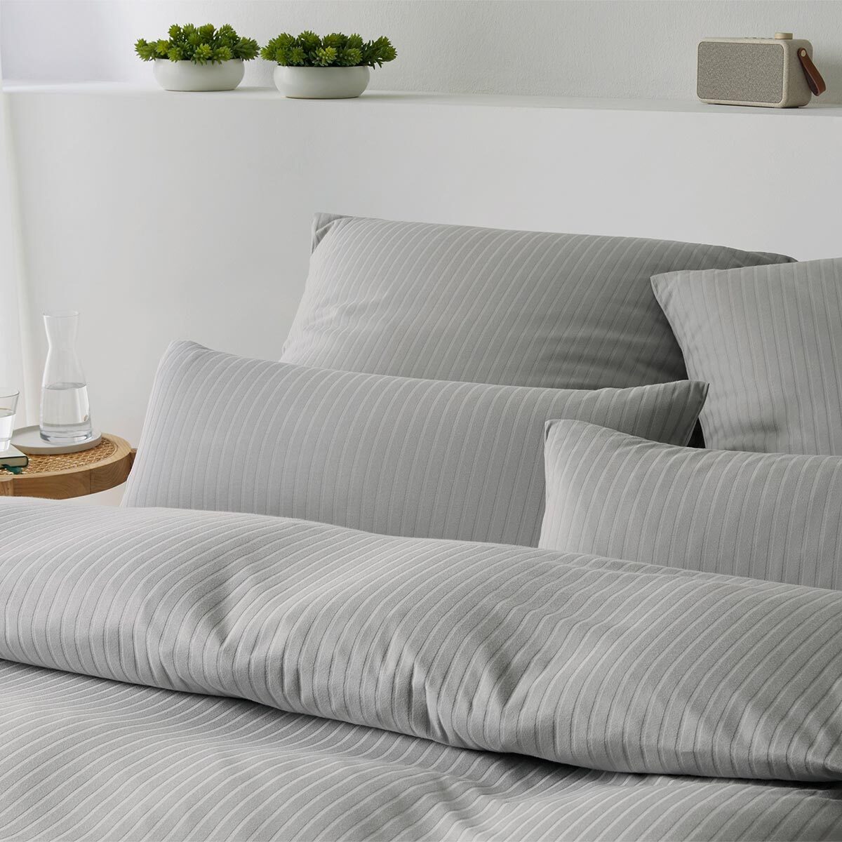 Elegante Bettwäsche Solid Stripe, Jersey, 2 teilig