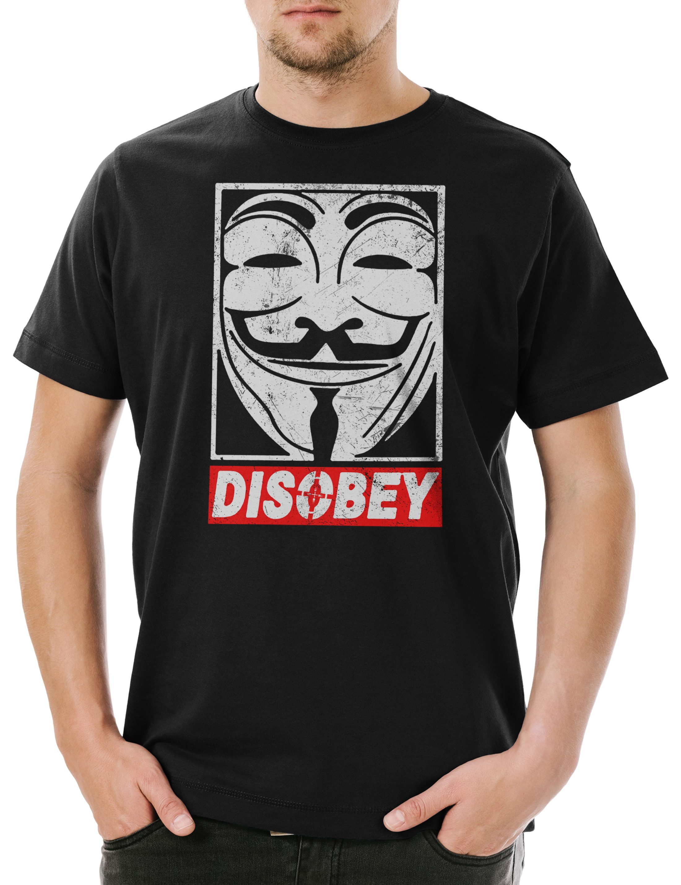 Print-Shirt Anonymous Disobey Herren T-Shirt We Are Guy For Fawkes V Hacker Mask