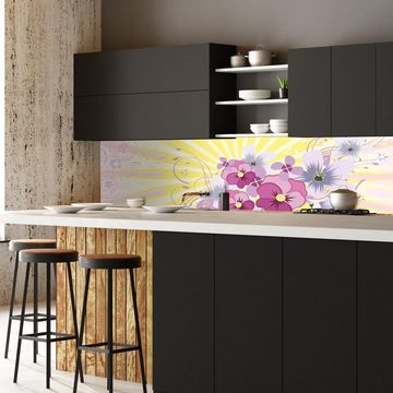 wandmotiv24 Küchenrückwand Helena Floral, (1-tlg), Premium Hartschaum Nischenrückwand in versch. Größen