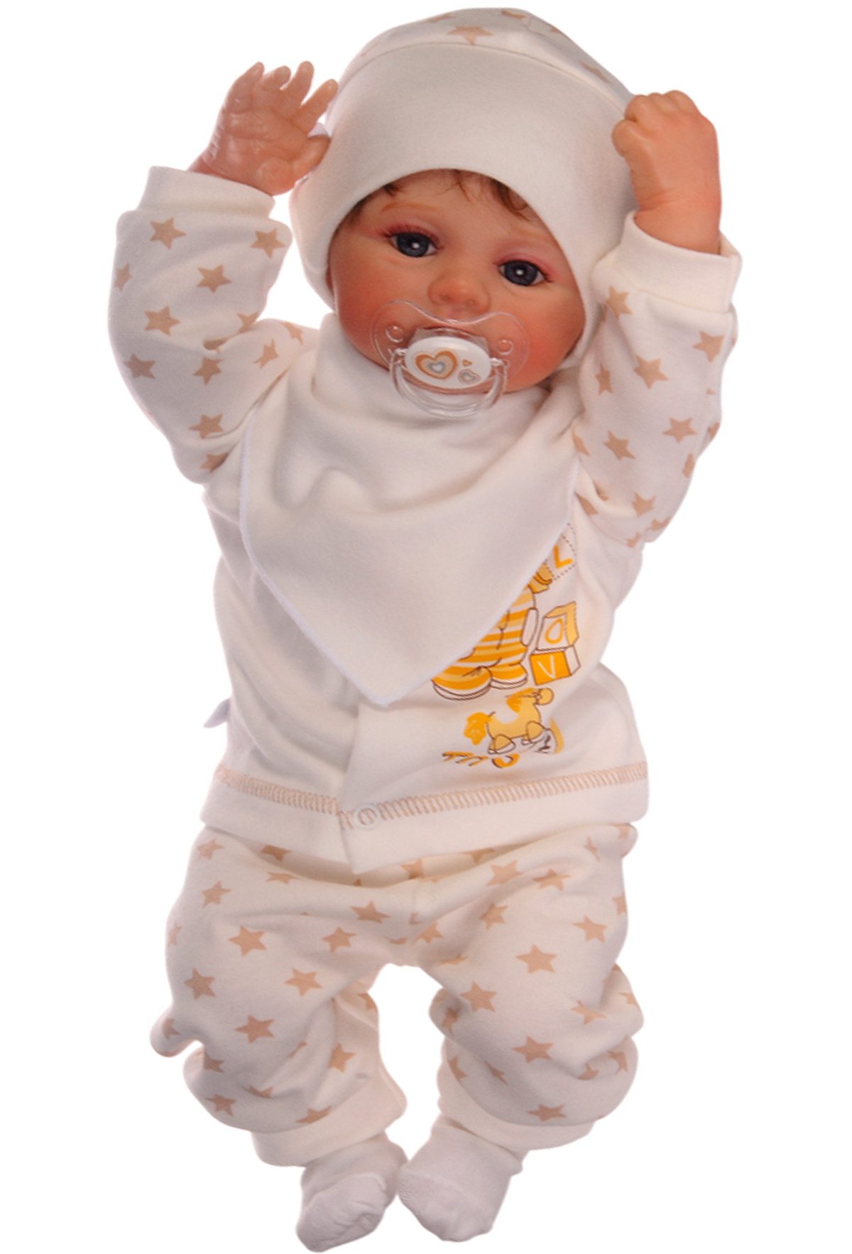 Langarmshirt & Hose Baby Anzug Hemdchen Schulupfhose in Creme
