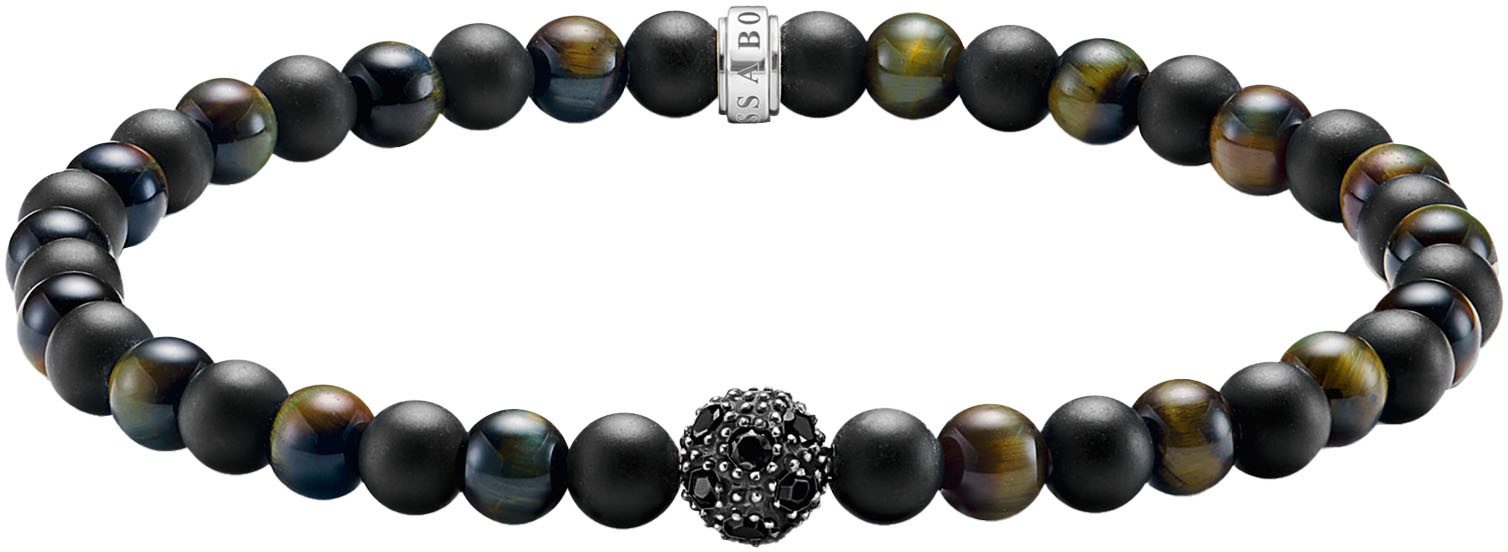 THOMAS SABO Armband Talisman-Armband Obsidian und Tigerauge, A2184-806-7-L19,L21, mit Zirkonia (synth), Tigerauge, Obsidian