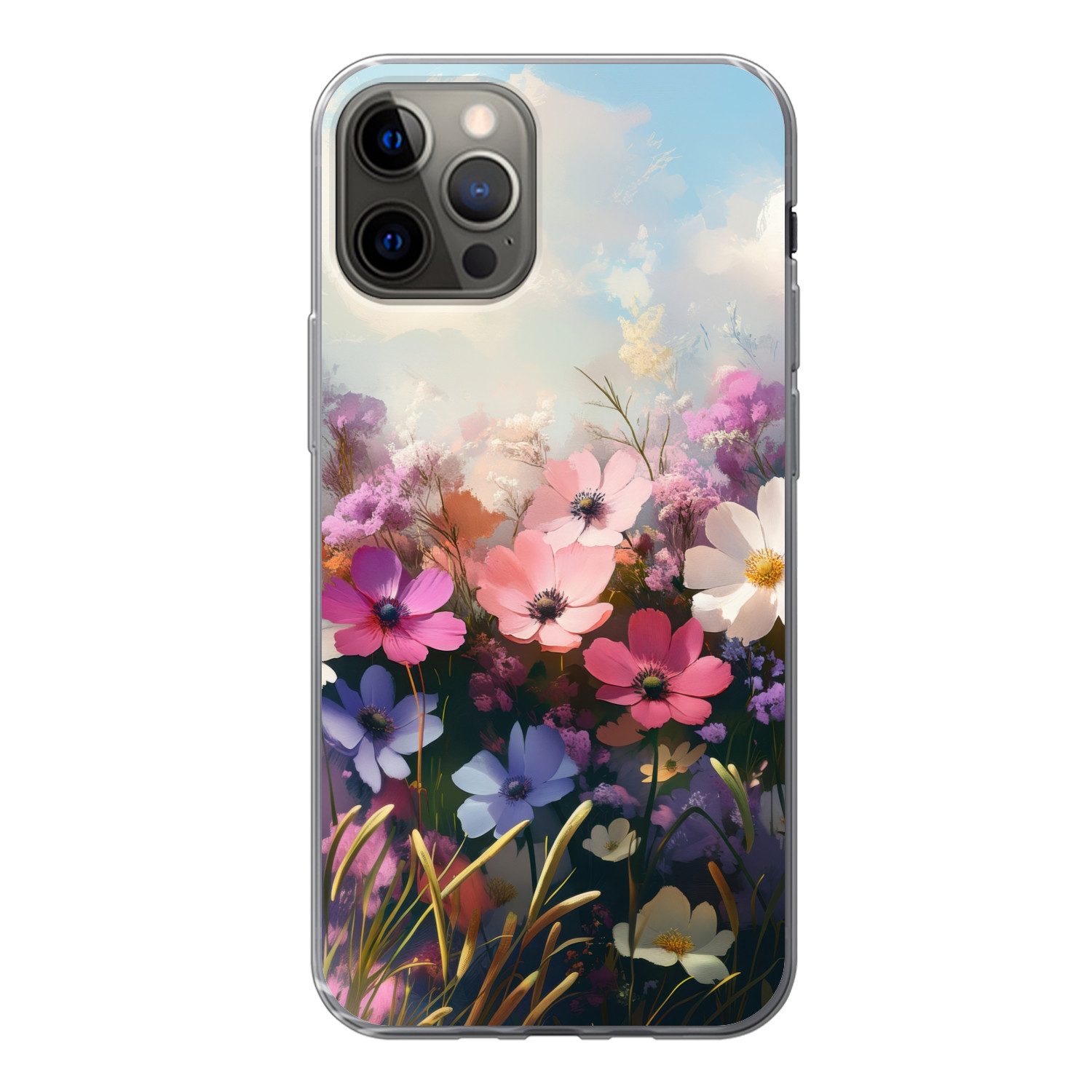 MuchoWow Handyhülle für Apple iPhone 13 Pro Blumen - Bunt - Blühend, Smartphone-Bumper, Print, Handy Schutzhülle Dünn