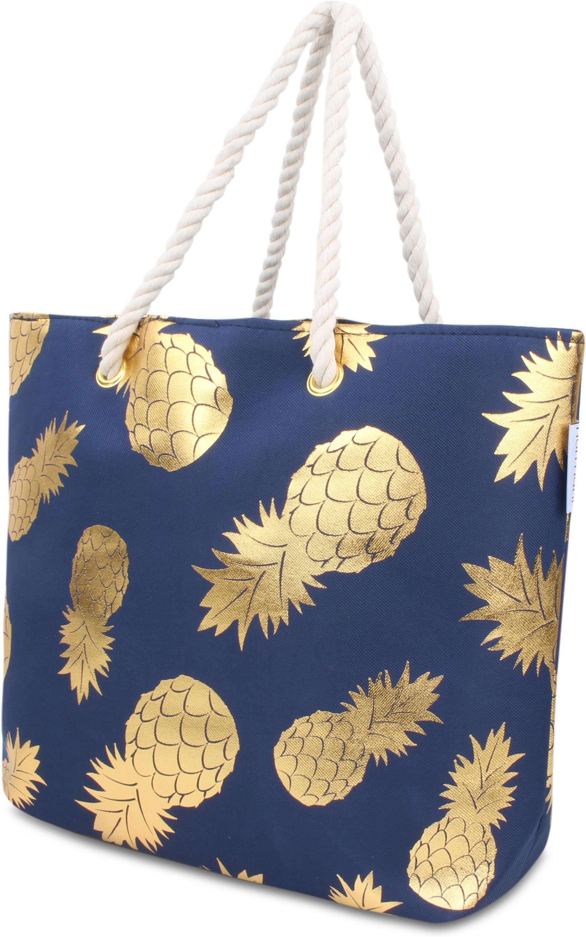normani Strandtasche Bequeme Strandtasche, Sommer-Umhängetasche, tragbar als Pineapple Schultertasche Gold Henkeltasche