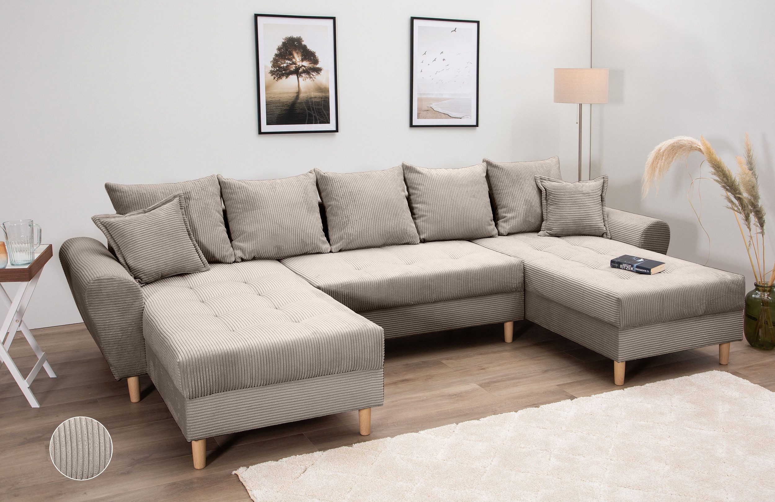 COLLECTION AB Wohnlandschaft "Raisa U-Form", mit Federkern, Kissen und Step günstig online kaufen