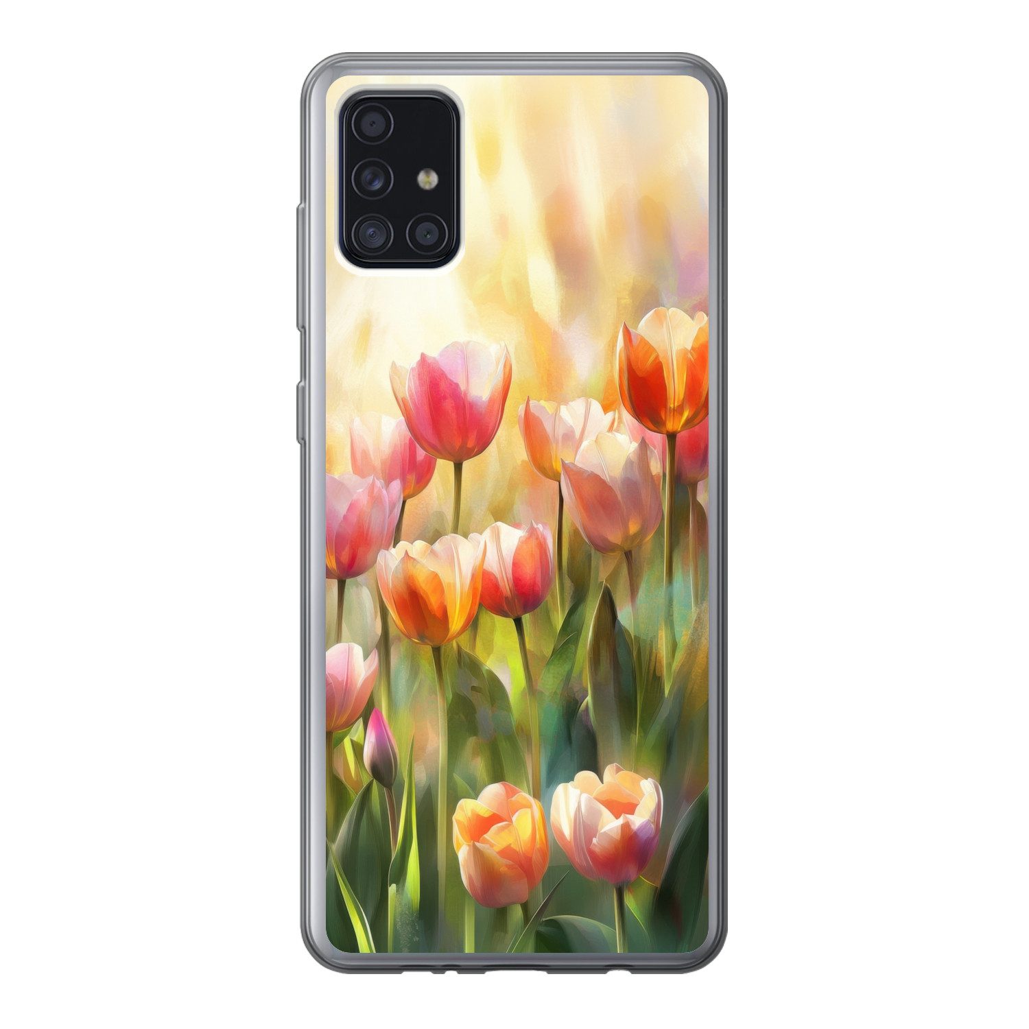 MuchoWow Handyhülle für Samsung Galaxy A52 5G Tulpen - Märchenhaft - Farbenfroh, Smartphone-Bumper, Print, Handy Schutzhülle Dünn