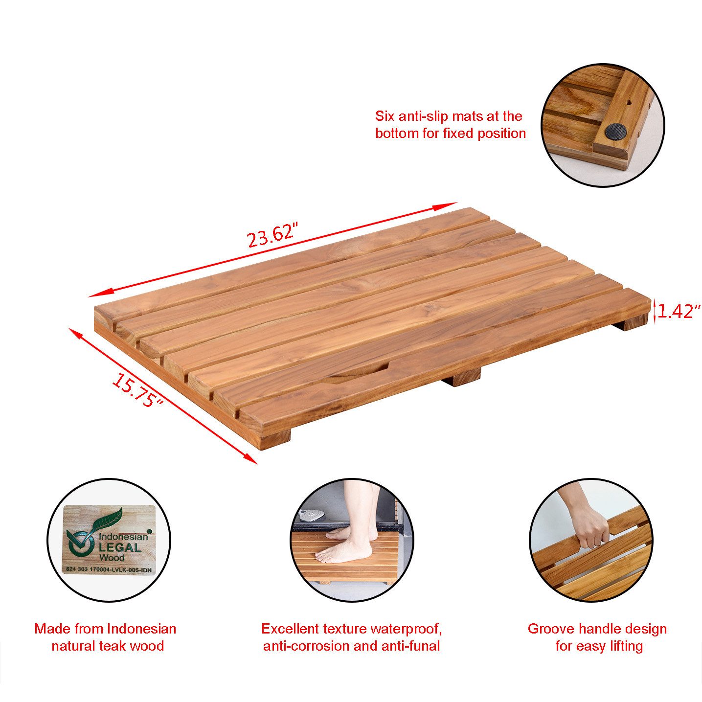 Auralum Badematte Duschmatte aus Holz Antirutschmatte günstig online kaufen