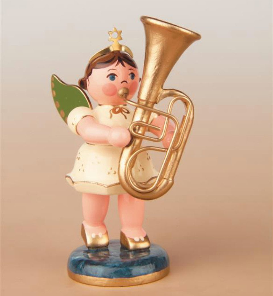 Hubrig Volkskunst Zschorlau Erzgebirge Engelfigur Hubrig Engel mit Tuba