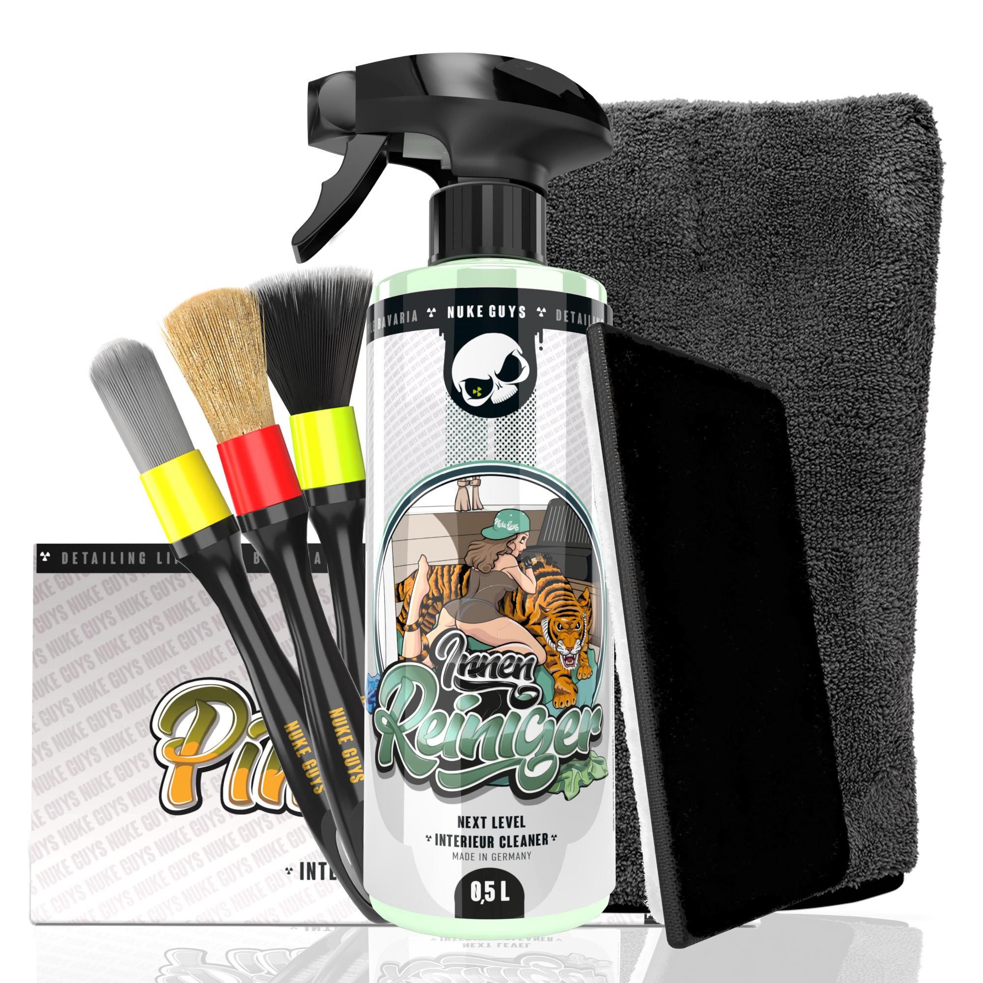 Nuke Guys Innenraum Reinigungsset Auto Nuke Guys Innenreiniger 500ml Auto-Reinigungsmittel (6-St. Cockpitreinigung - Autopflege - Car Detailing - Pad - Pinsel)