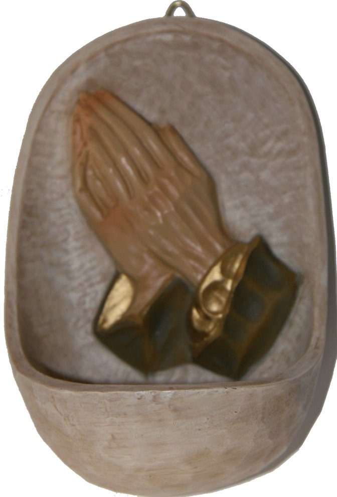 dekoprojekt Dekofigur Heiligenfigur Weihwasserkessel "Betende Hände" 12,4 cm