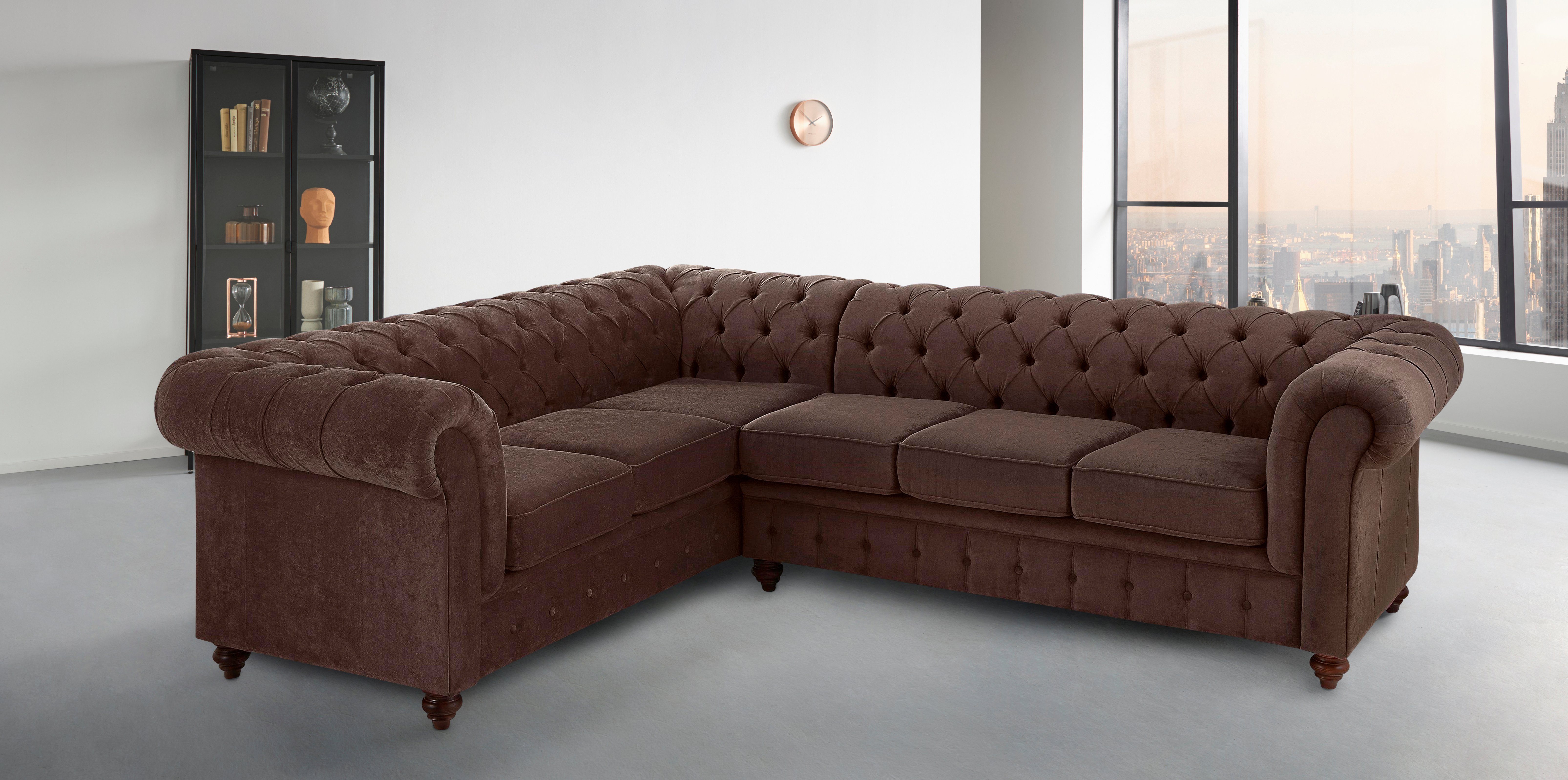 Home affaire Chesterfield-Sofa Chesterfield Ecksofa, auch in Leder L-Form, hochwertige Knopfheftung, langer Schenkel links oder rechts wählbar