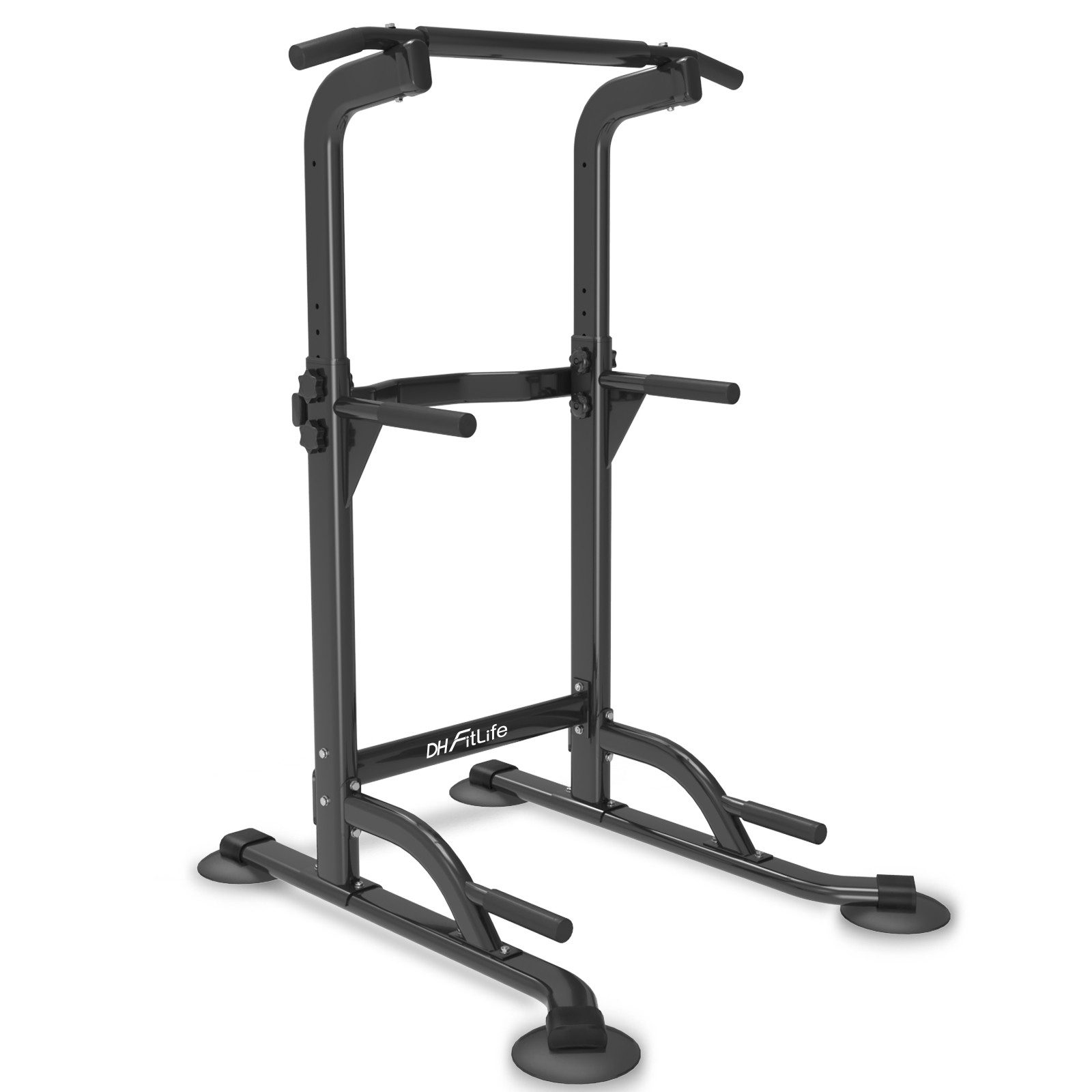 DH FitLife Kraftstation Power Tower Dip Station, (Klimmzugstange Freistehend, Dip Barren Rückentrainer, Kraftstation Kraftturm, Fitness Station), Power Rack for Home Gym. Krafttraining für Zuhause