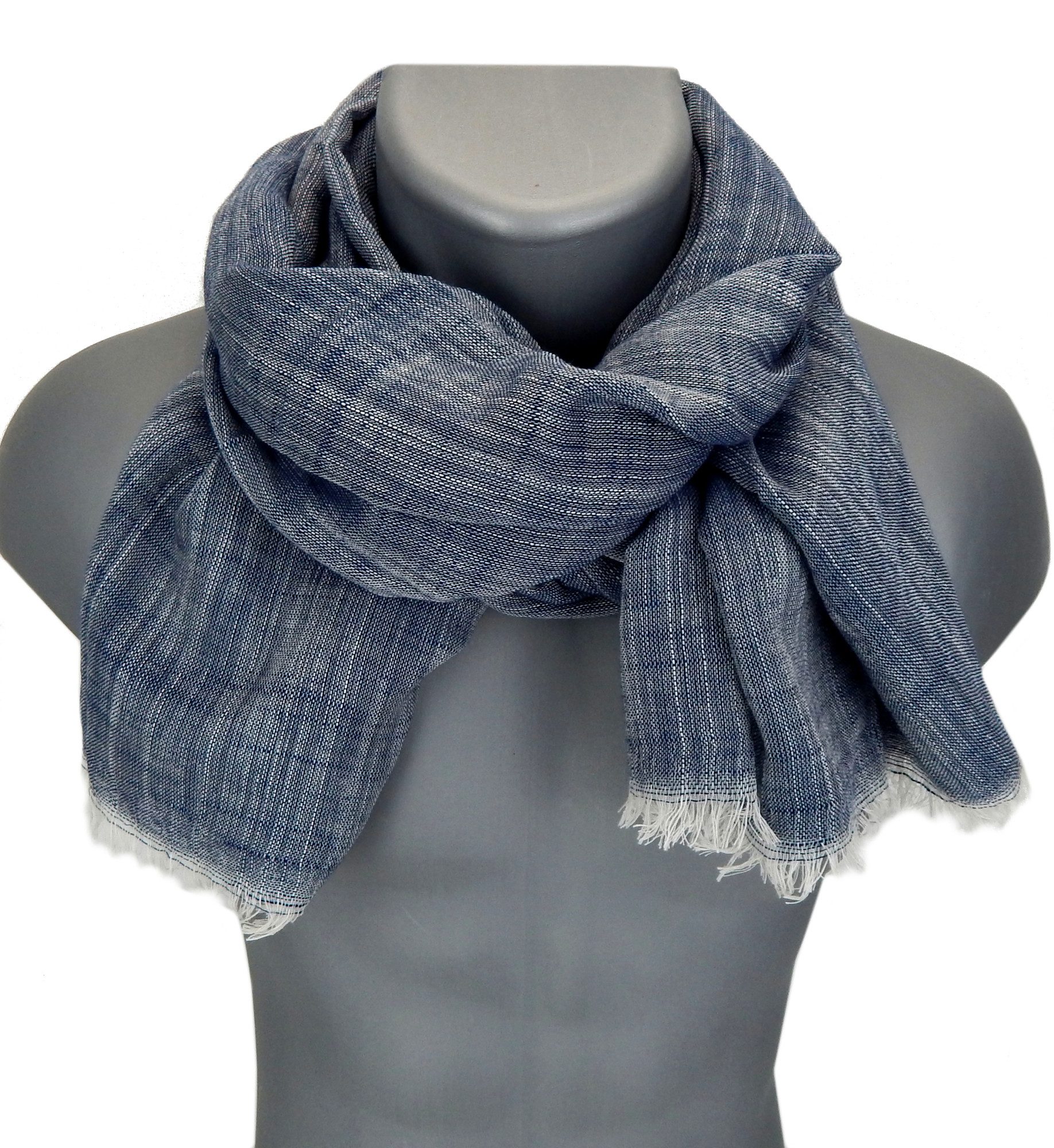 Ella Jonte Modeschal, leichter breiter Schal grau oder blau meliert Leineno günstig online kaufen