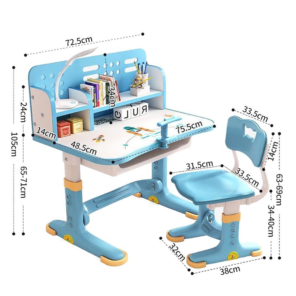 NUODWELL Kinderschreibtisch Kinderschreibtischstuhl-Set,Höheverstellbar Stu günstig online kaufen
