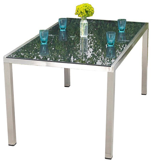 Tischplatte Sicherheitsglas grauem Gartentisch aus MERXX cm, 90x150 Ferrara,