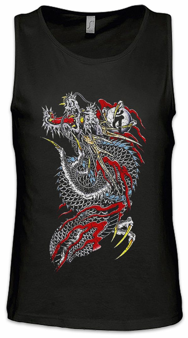 Urban Backwoods Tanktop Yak Dragon Ärmelloses T-Shirt Drache Samurai Warrior Way Tattoo Banzai Japan Japanese Bushido Japanisch
