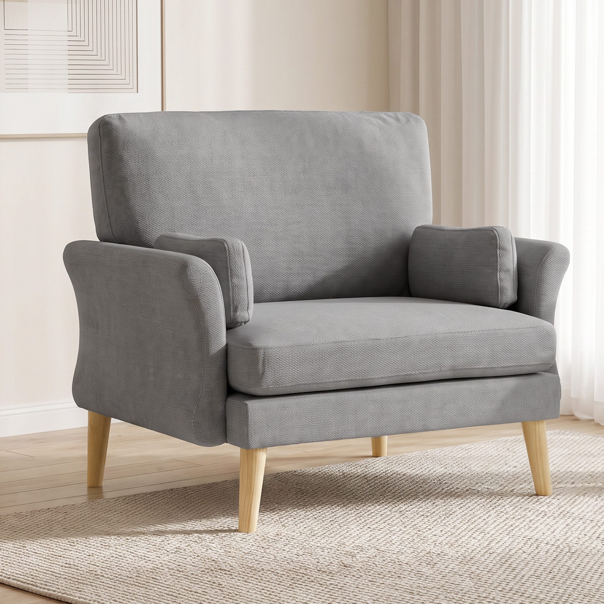 HOMCOM Sessel Loungesessel mit 83cm Breite Sitzfläche, 2 Kissen, Armlehnen (Relaxsessel, 1-St., Polstersessel), Extra breite Sitzfläche, Taschenfederkern