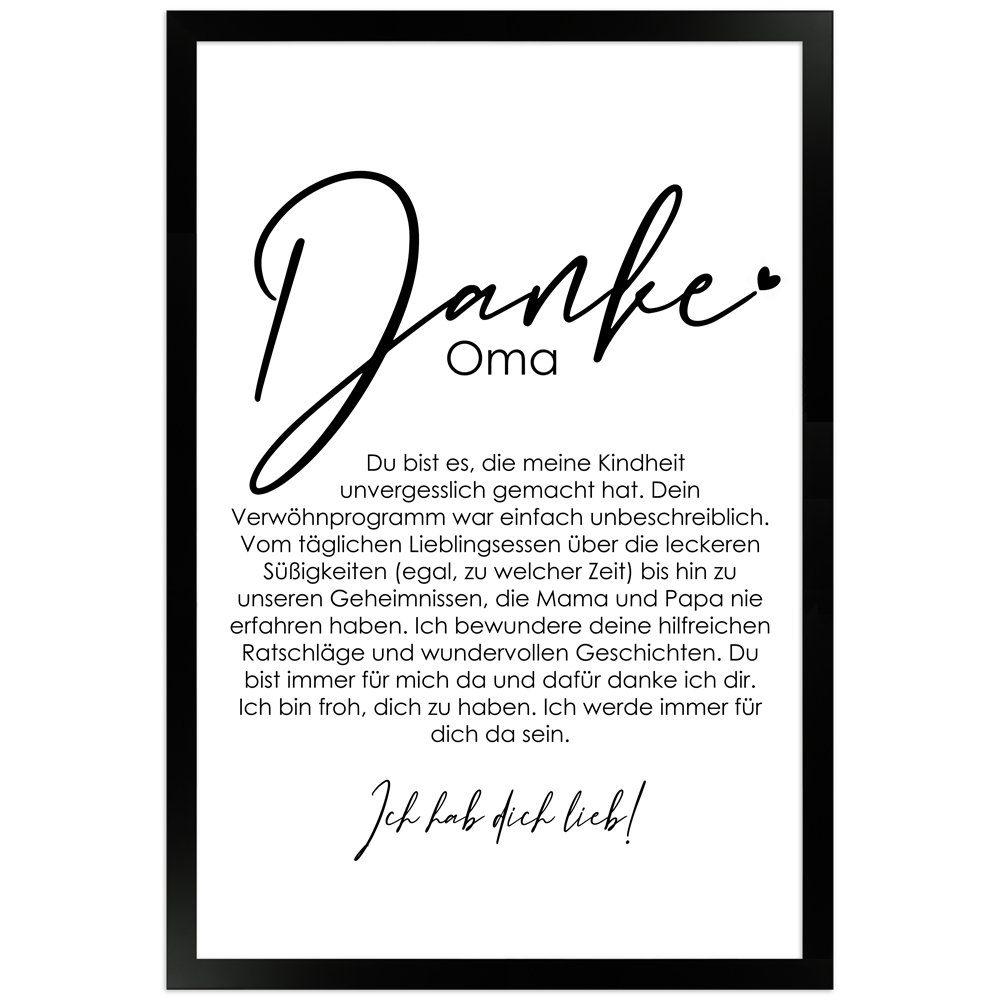 Mende Frames Bild mit Rahmen Danke Oma, Geschenk Poster für Oma