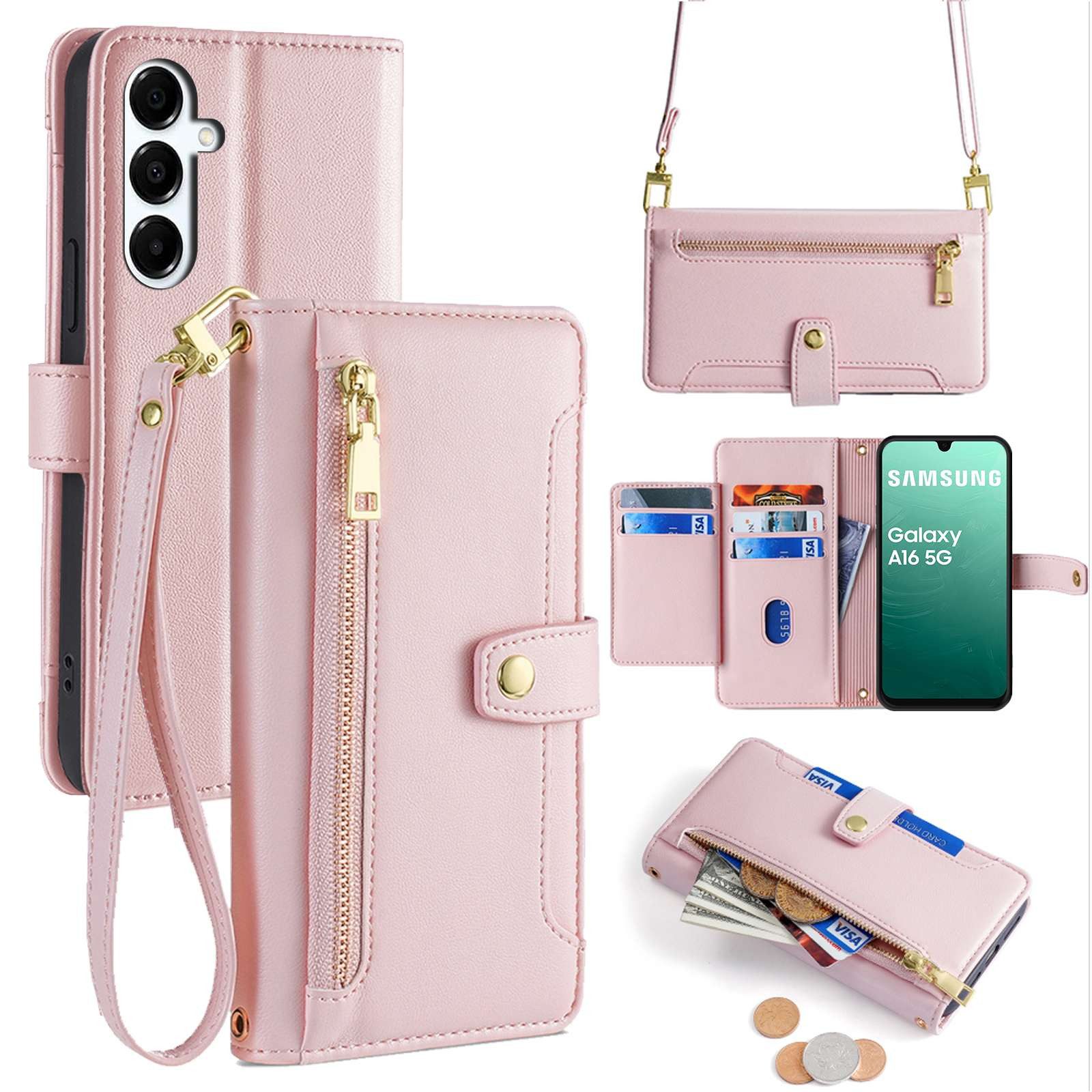 betterfon Handykette für Samsung Umhängetasche Hülle mit Band Kartenfächer, Hände frei – mit Silikonhülle & Schnur für flexiblen Alltag