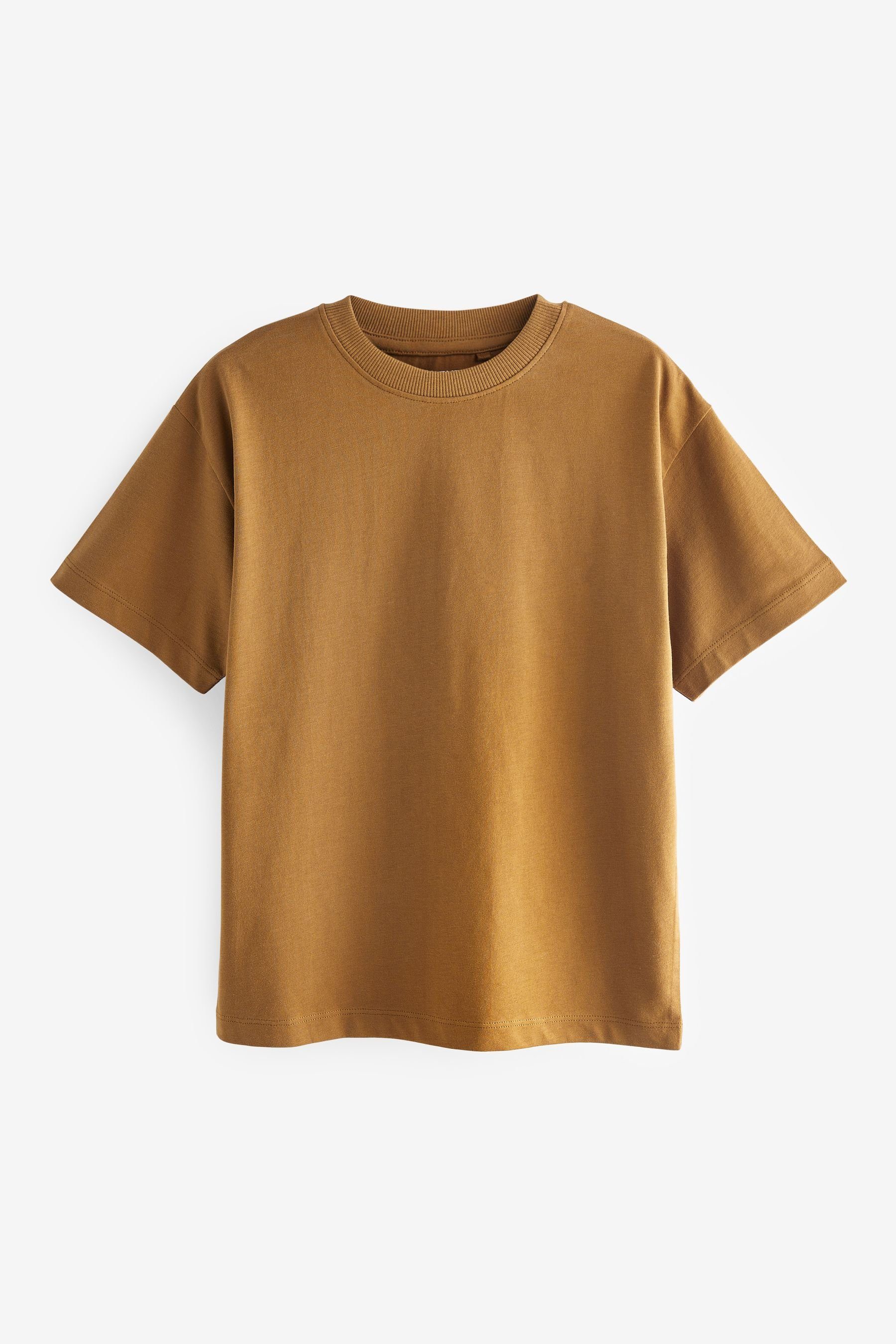 Next T-Shirt Kurzärmeliges Relaxed Fit T-Shirt (1-tlg) Tan Brown
