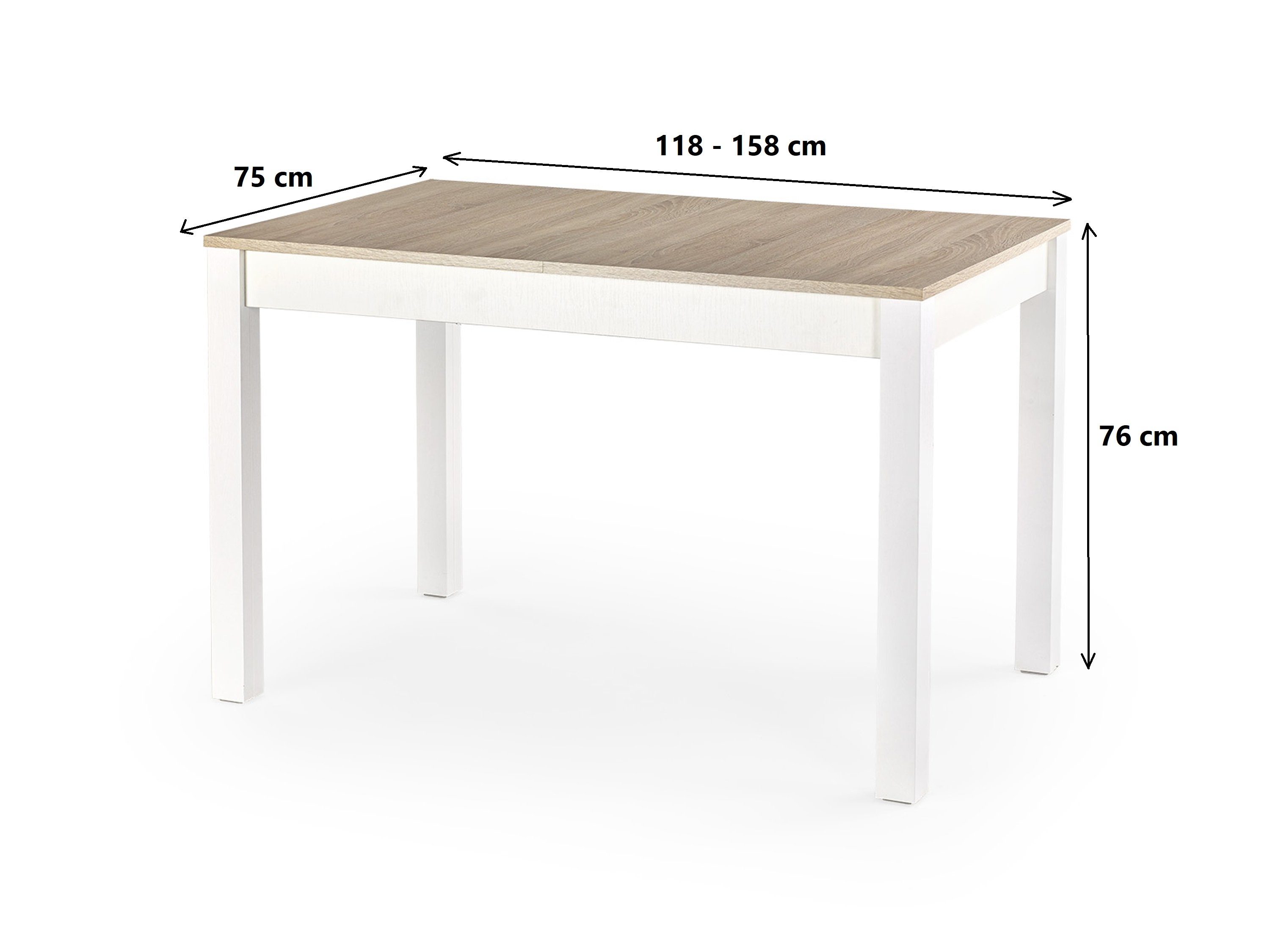 Tisch Weiß bis Eiche HAM-111 cm designimpex matt Weiß Eiche Sonoma Design Sonoma 158 ausziehbar / 118 Esstisch