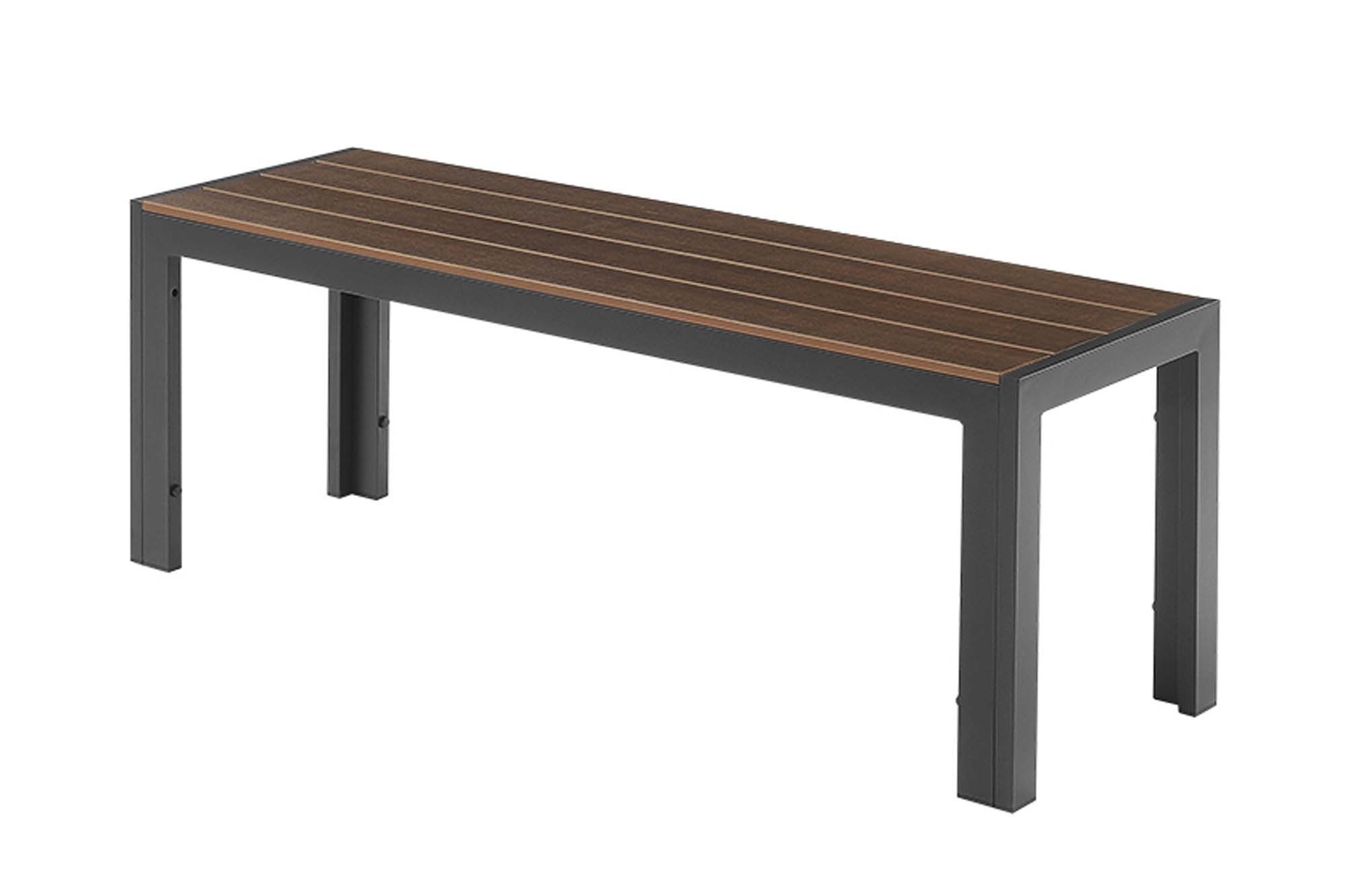 riess-ambiente Gartenbank DESIGNO 130cm dunkelbraun / schwarz · Outdoor-Sitzbank aus Aluminium (Einzelartikel, 1-St), wetterfest · Kunststoff & Metall · ohne Rückenlehne · Balkon/Terrasse