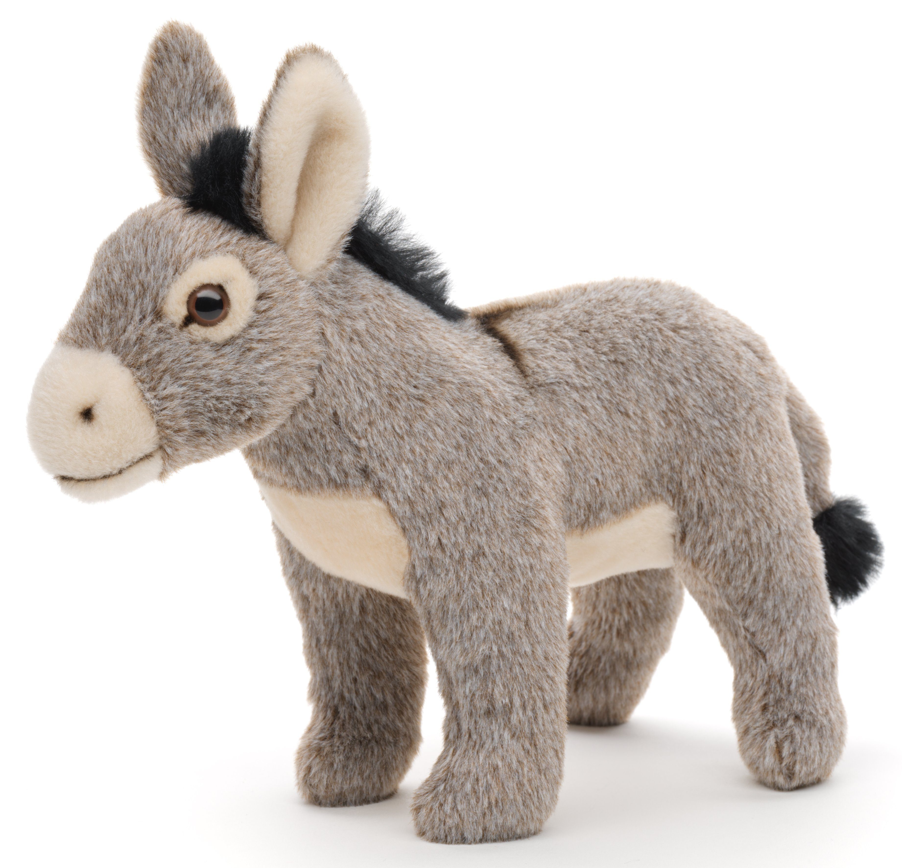 Uni-Toys Kuscheltier Esel grau, stehend - 20 cm (Höhe) - Plüsch-Esel - Plüschtier, zu 100 % recyceltes Füllmaterial