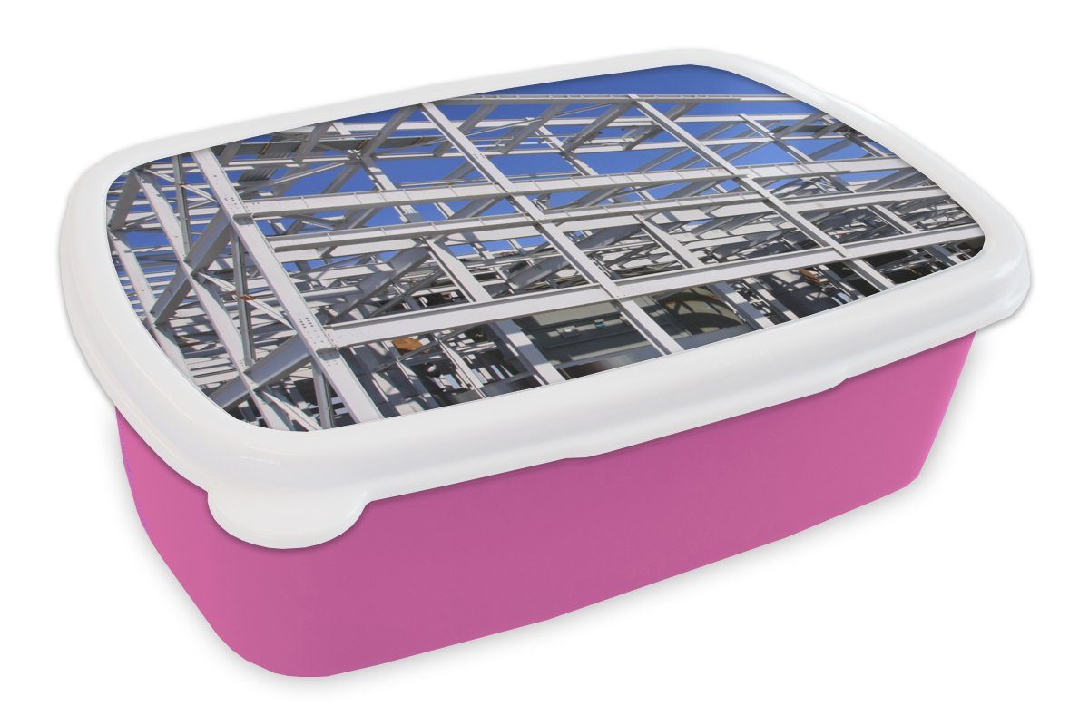 Brotdose (2-tlg), rosa Kunststoff für Beton Erwachsene, Stahl Brotbox - - Snackbox, Mädchen, Lunchbox MuchoWow Kunststoff, Kinder, Masten,