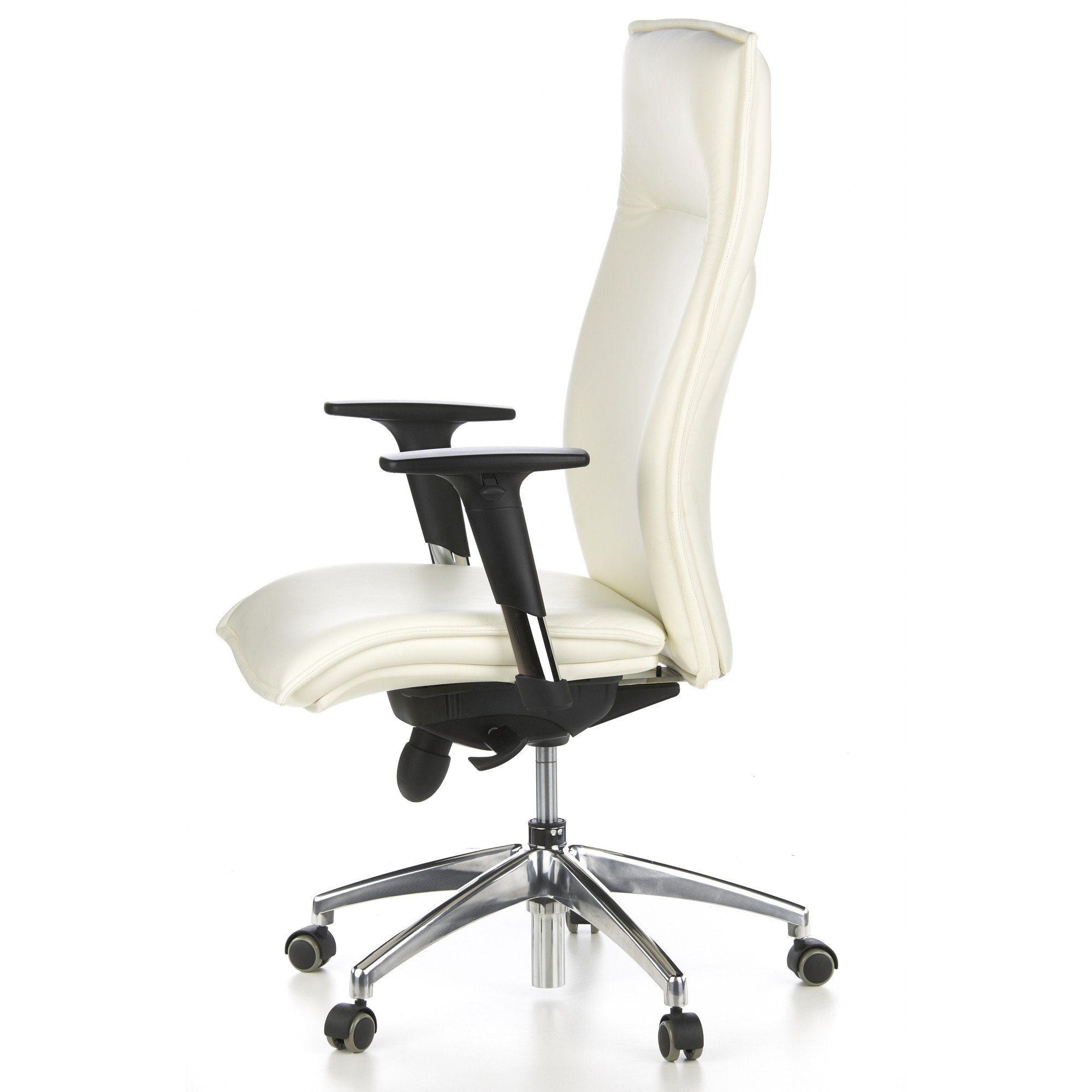 hjh OFFICE Drehstuhl Luxus Chefsessel St), ergonomisch Bürostuhl Cremeweiß Leder MURANO 20 (1